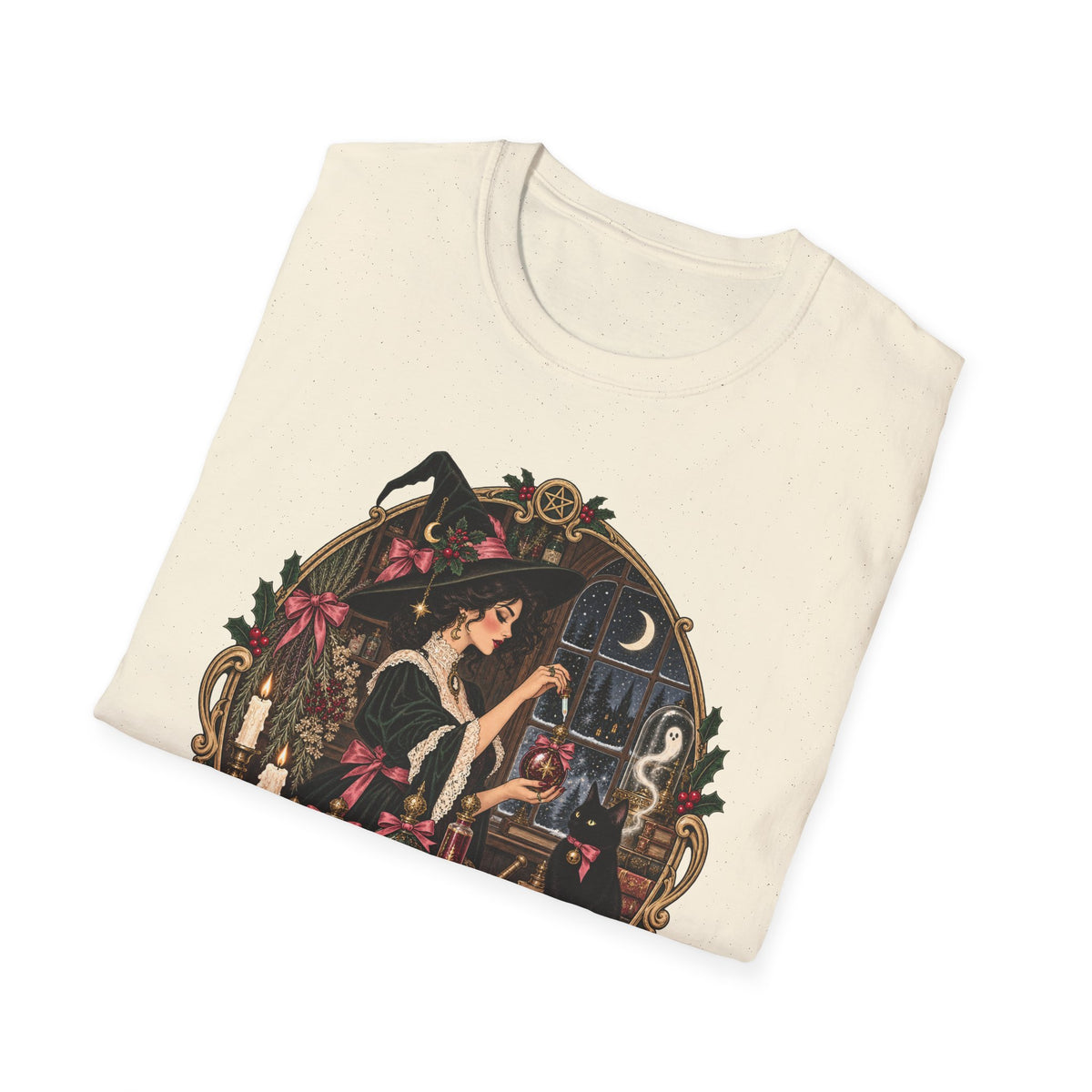 Merry Hexmas Witch T-Shirt — Festive Apothecary Holiday Magic Tee