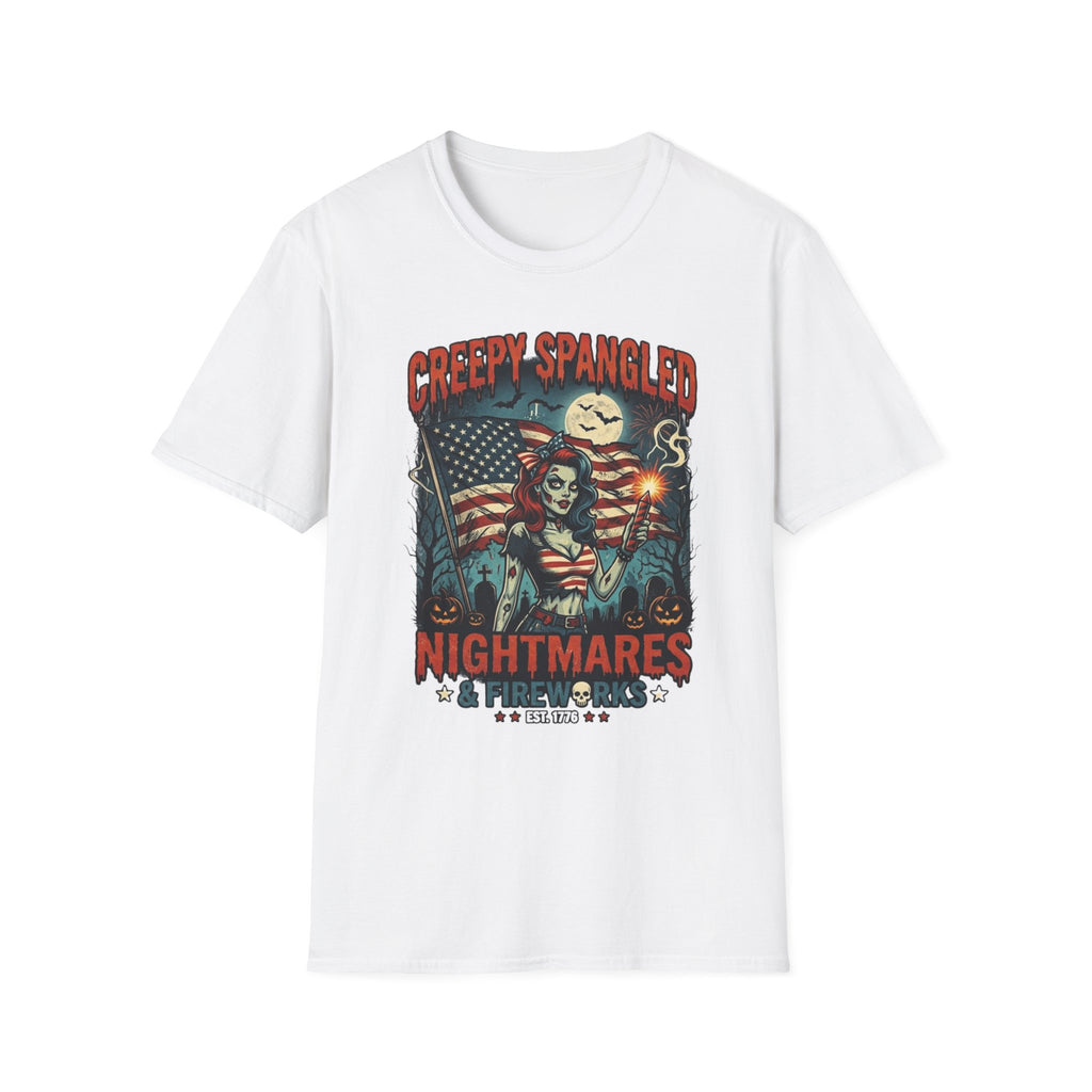 Creepy Spangled Nightmares T-Shirt — Patriotic Horror Graphic Tee - Boo Crew Boutique