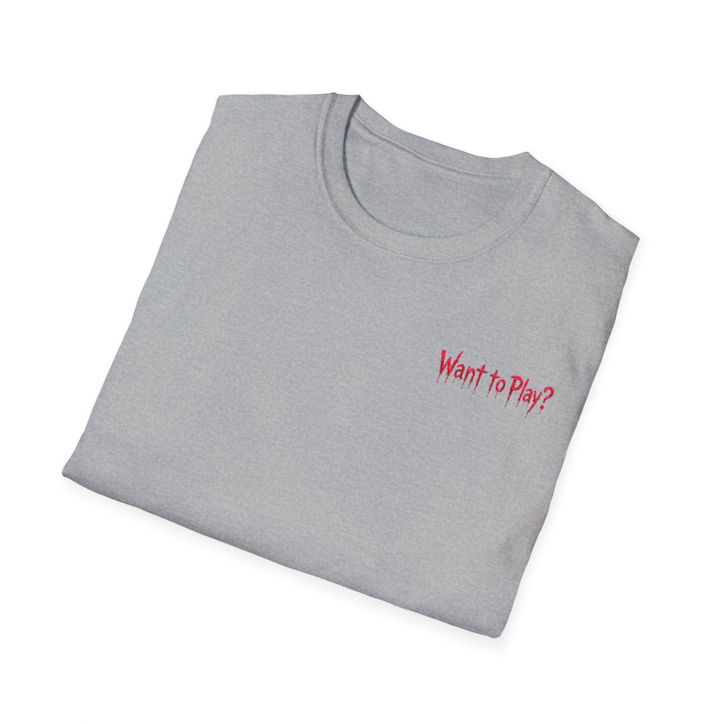 “Want to Play?” Chucky Back Image - Boo Crew Boutique
