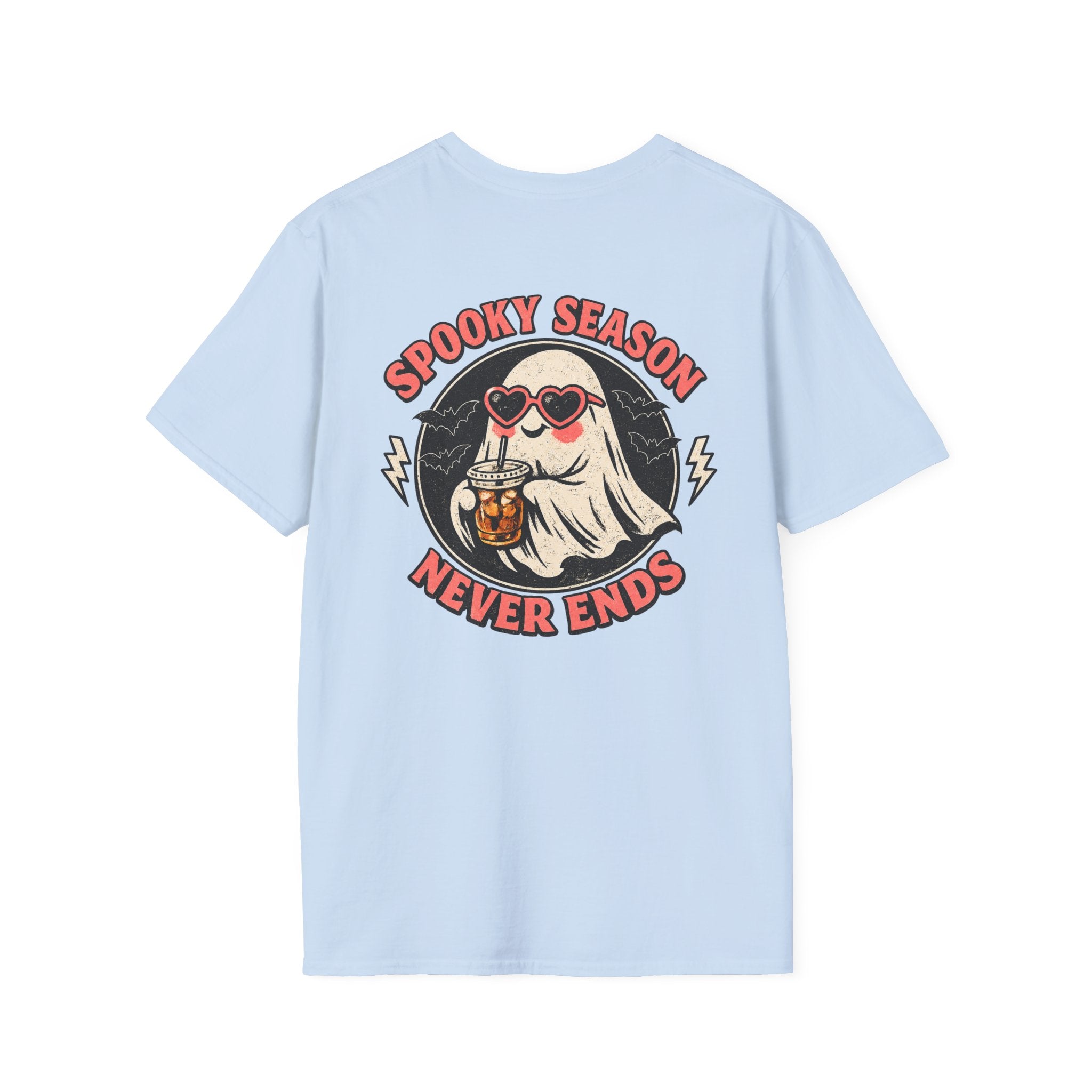 Spooky Season Never Ends T-Shirt — Retro Ghost Halloween Graphic Tee - Boo Crew Boutique