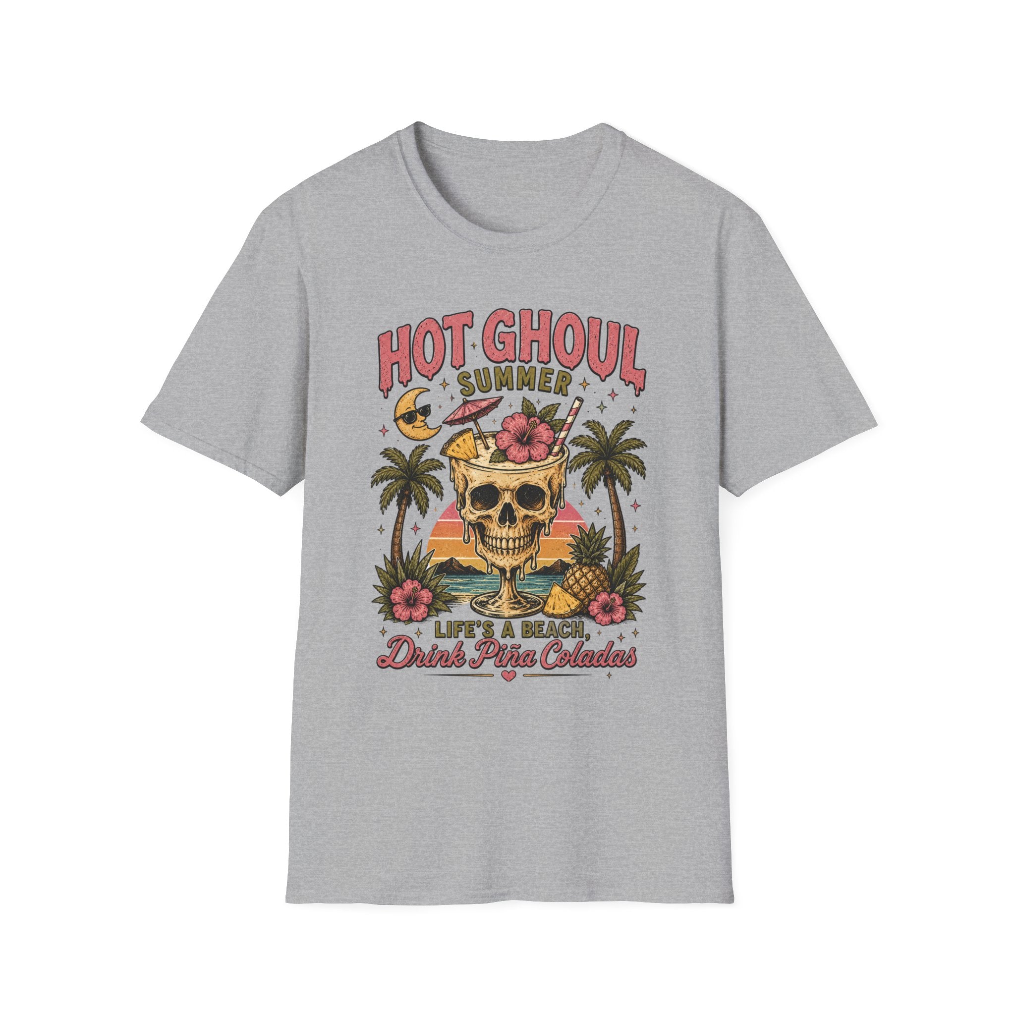 Tropical Skull Beach Vintage Graphic Tee - Boo Crew Boutique