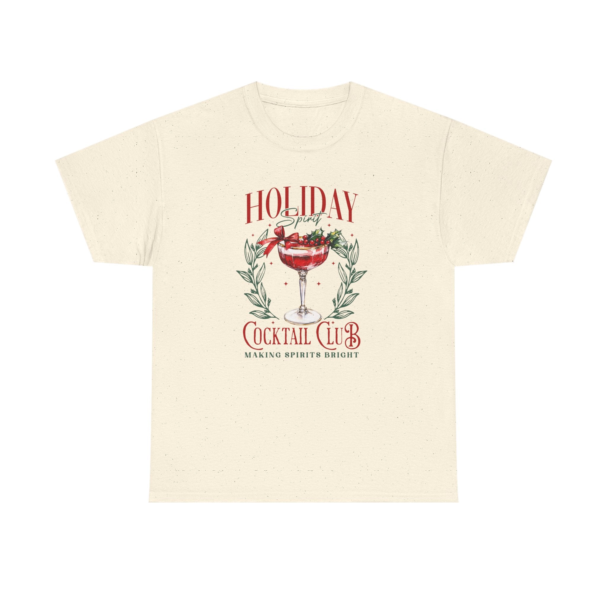 Holiday Cocktail Club T-Shirt | Christmas wreath margarita, festive cocktail tee
