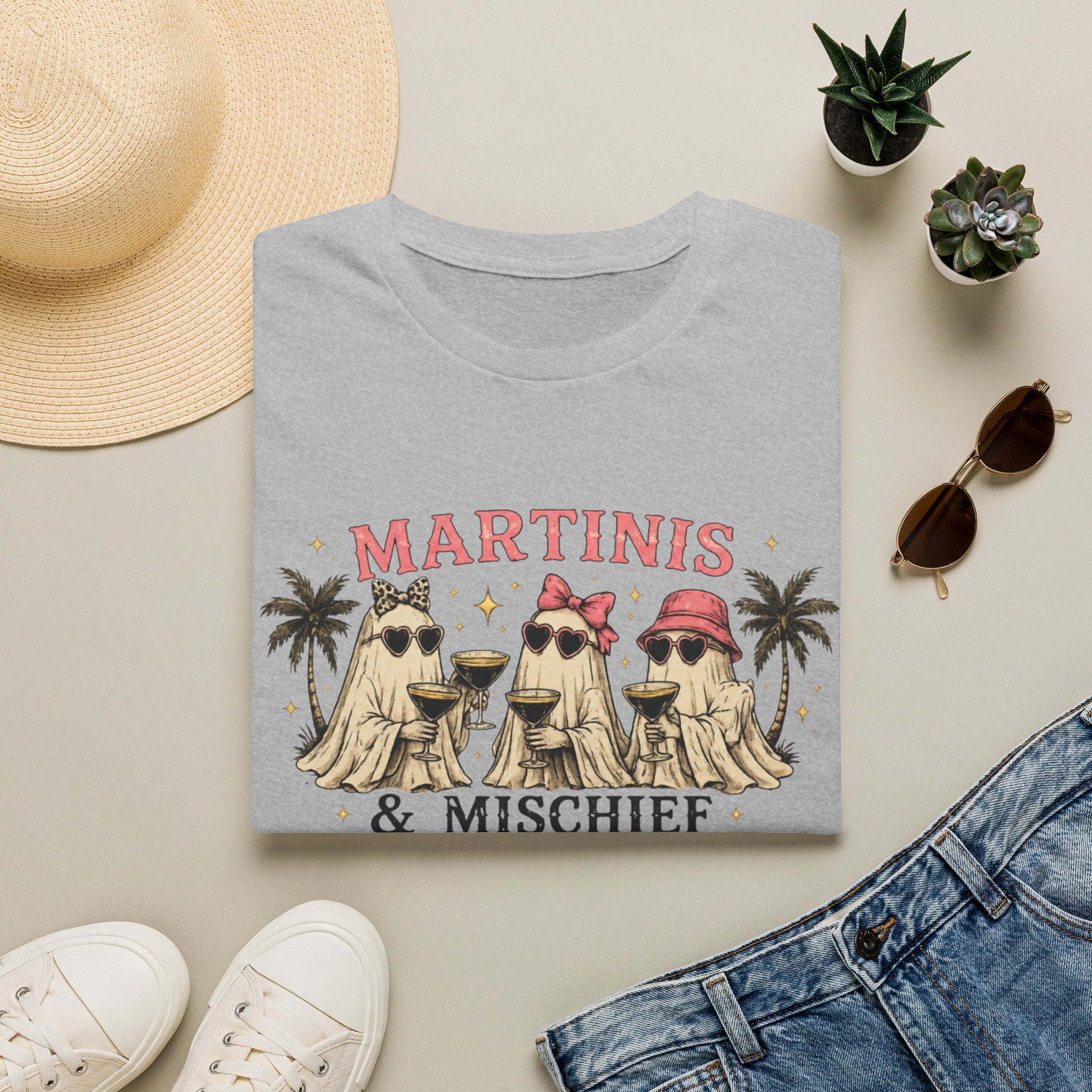 Martinis & Mischief T-Shirt — Ghost Cocktail Graphic Tee - Boo Crew Boutique