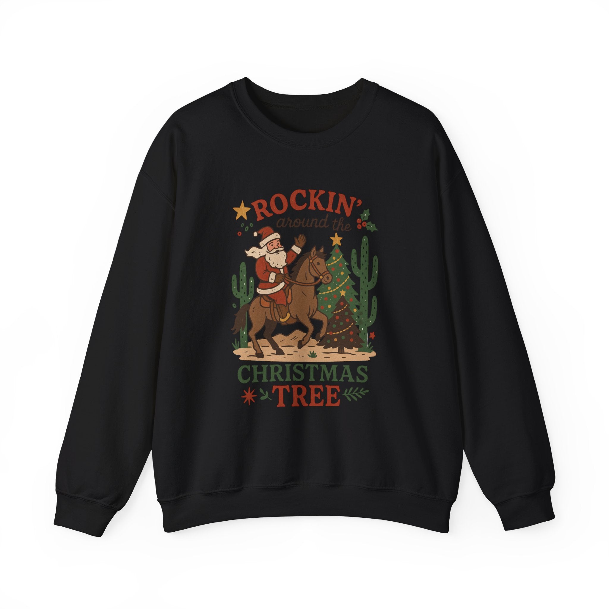 Western Cowboy Santa Christmas Sweatshirt, Unisex Crewneck Jumper, Holiday Festival Pullover, Country Music Xmas Top, Xmas Cowgirl Attire