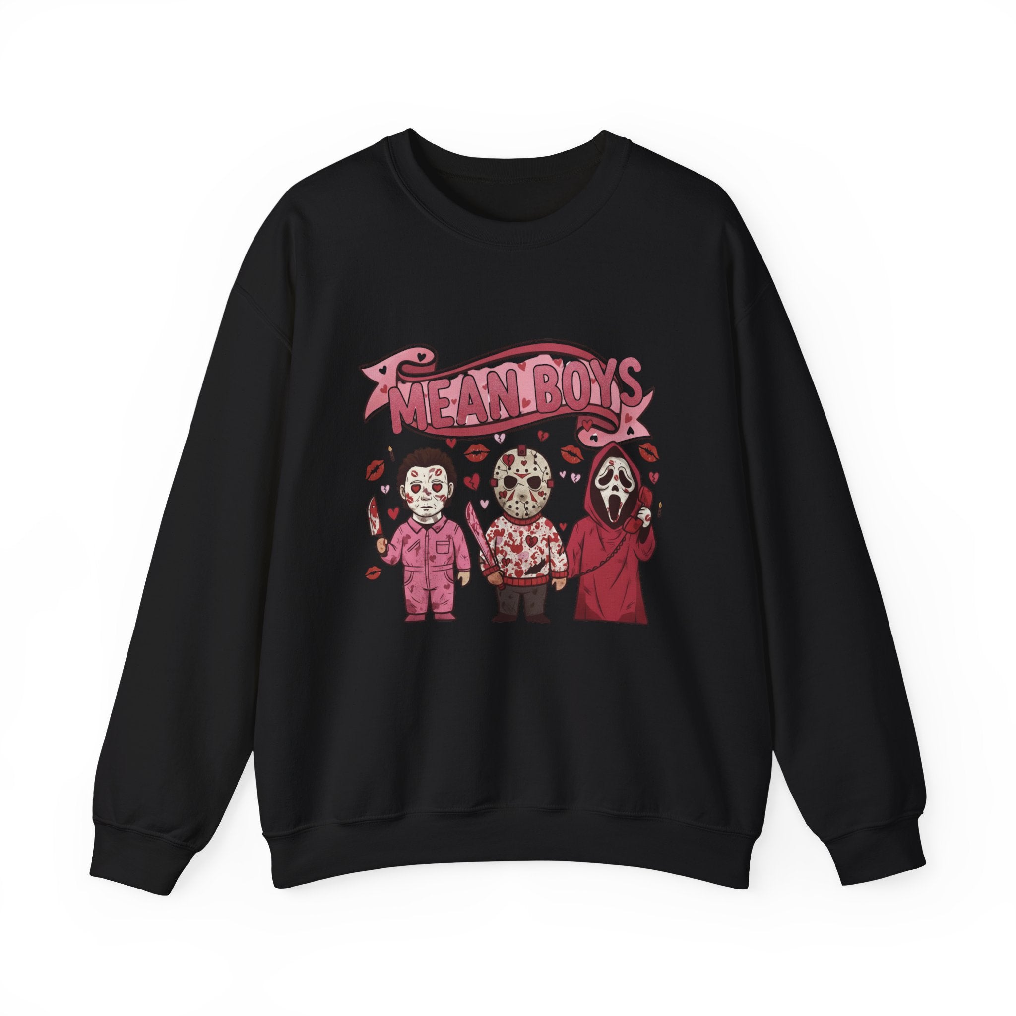 Mean Boys horror trio Sweatshirt | Jason Vorhees, Michael Myers, Ghostface Valentine's Attire, Gift for Horror Fan - Boo Crew Boutique
