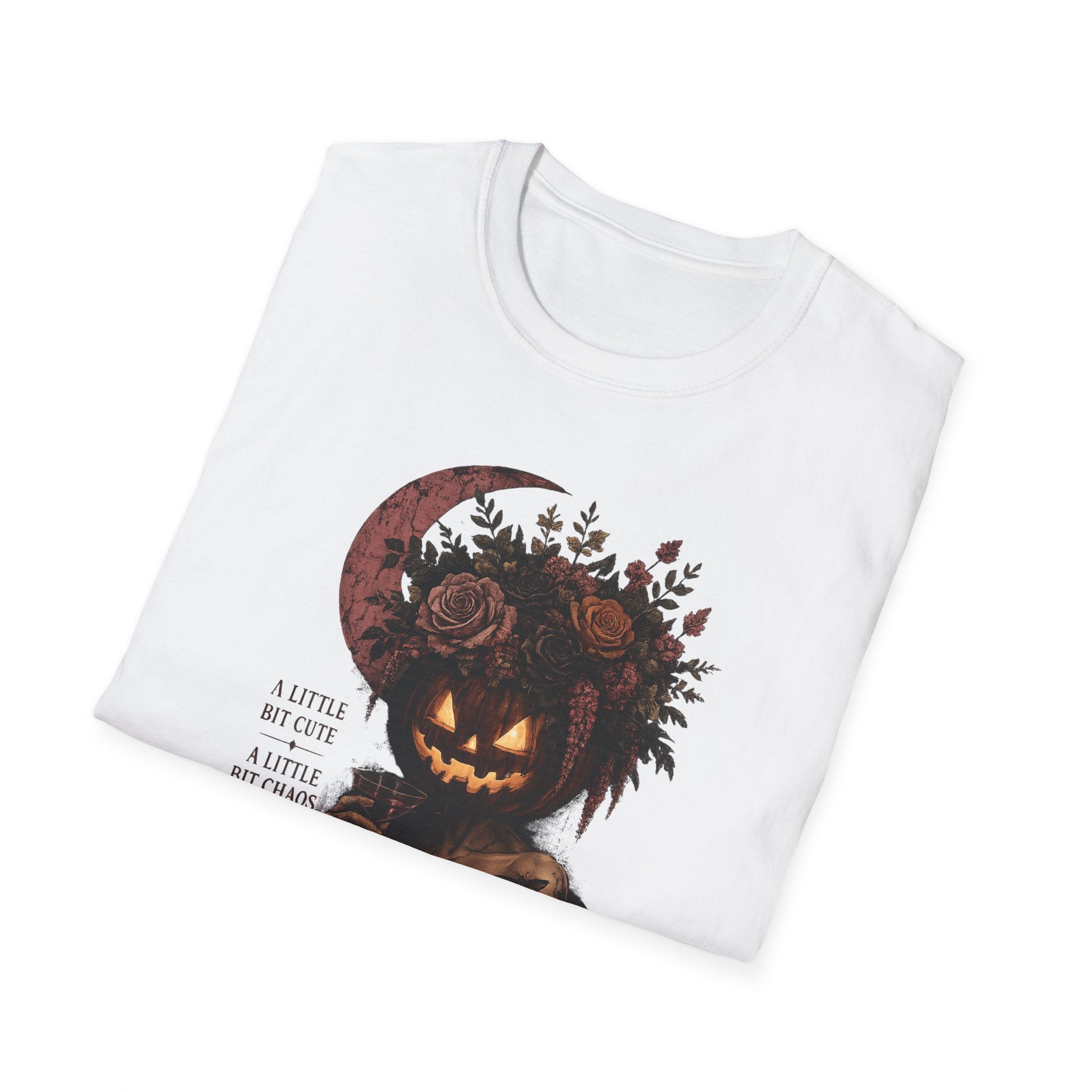 A Little Bit Cute, A Little Bit Chaos T-Shirt — Gothic Pumpkin Head Tee