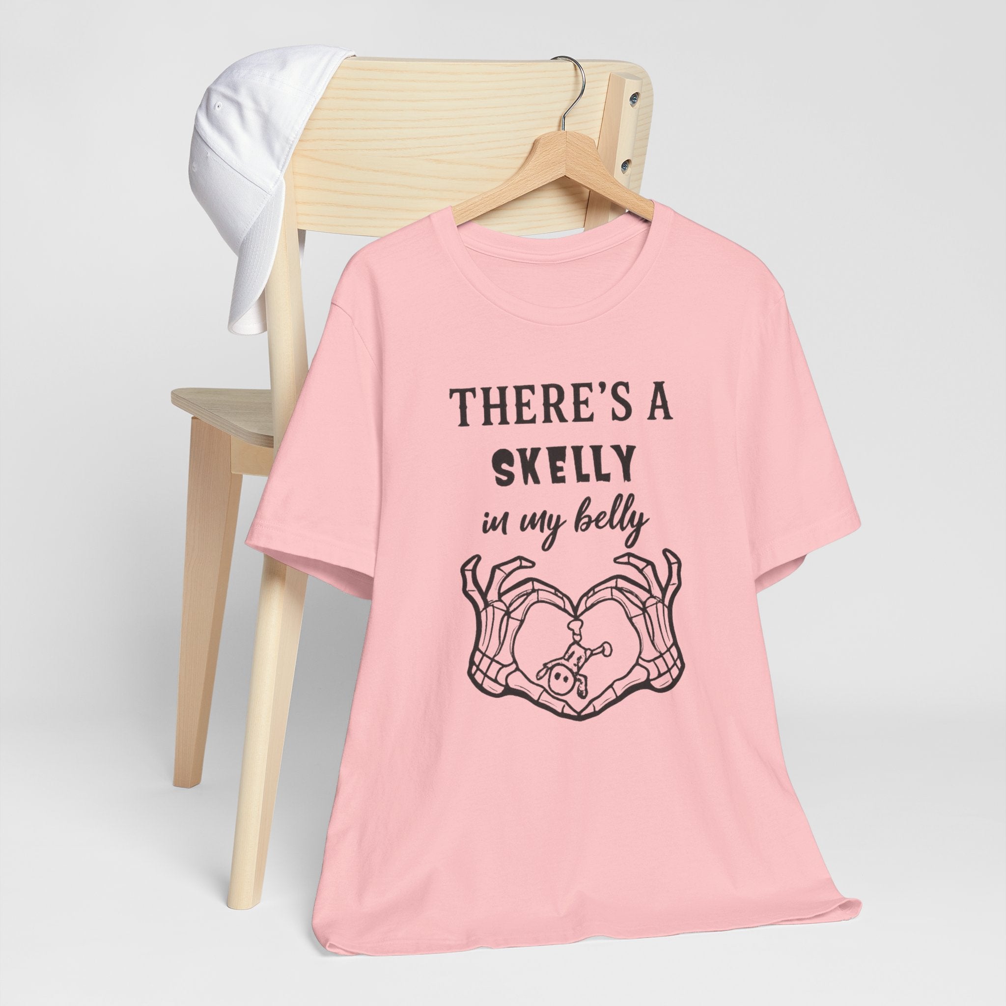 Theres a Skelly in My Belly Maternity Tee — Cute Skeleton Heart Pregnancy Shirt - Boo Crew Boutique
