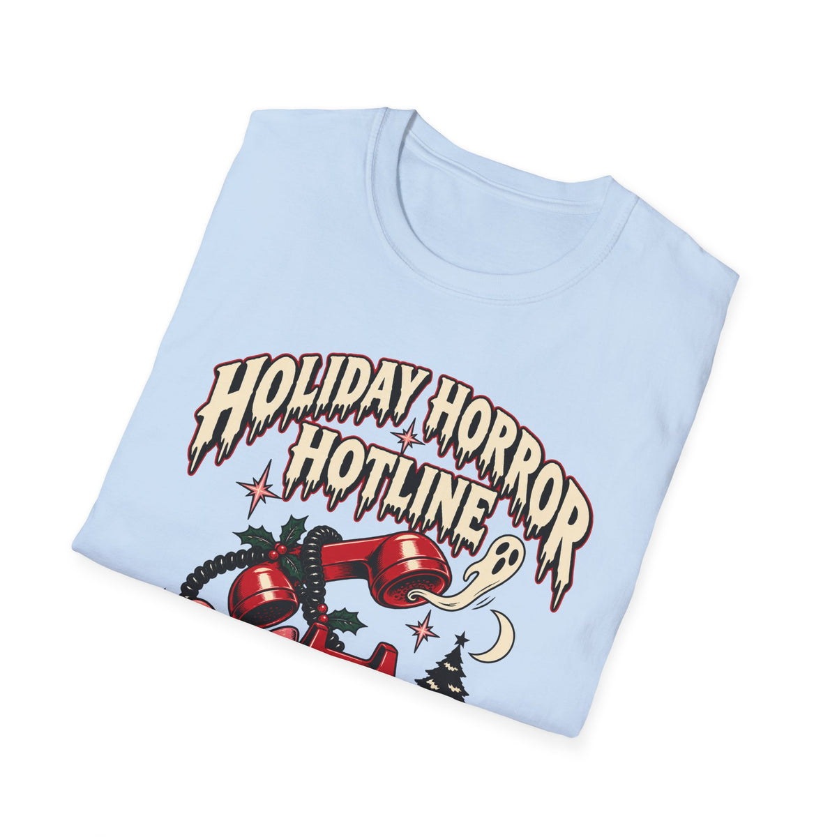 Holiday Horror Hotline T-Shirt — Call After Midnight Retro Christmas Tee