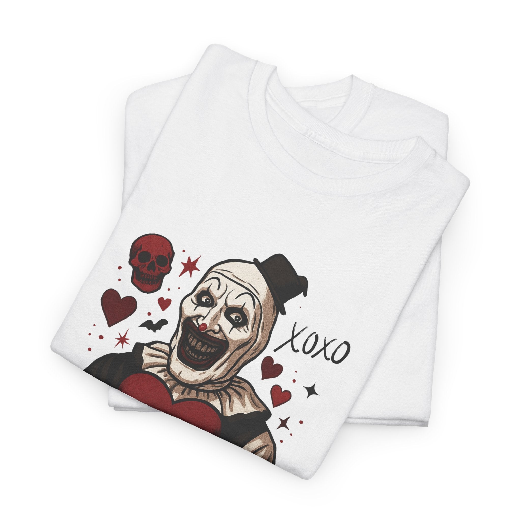 Valentine's Day Horror Tee, Unisex Heavy Cotton Tee, Terrifier Horror Shirt, Valentine's Gift, Unique Graphic Tee, Gift for Horror Fan - Boo Crew Boutique