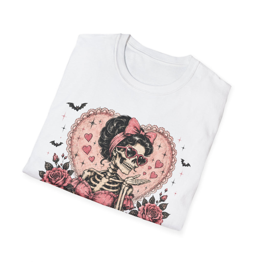 Valentine Skeleton Tee — "Be Mine" Retro Heart Skull T-Shirt - Boo Crew Boutique