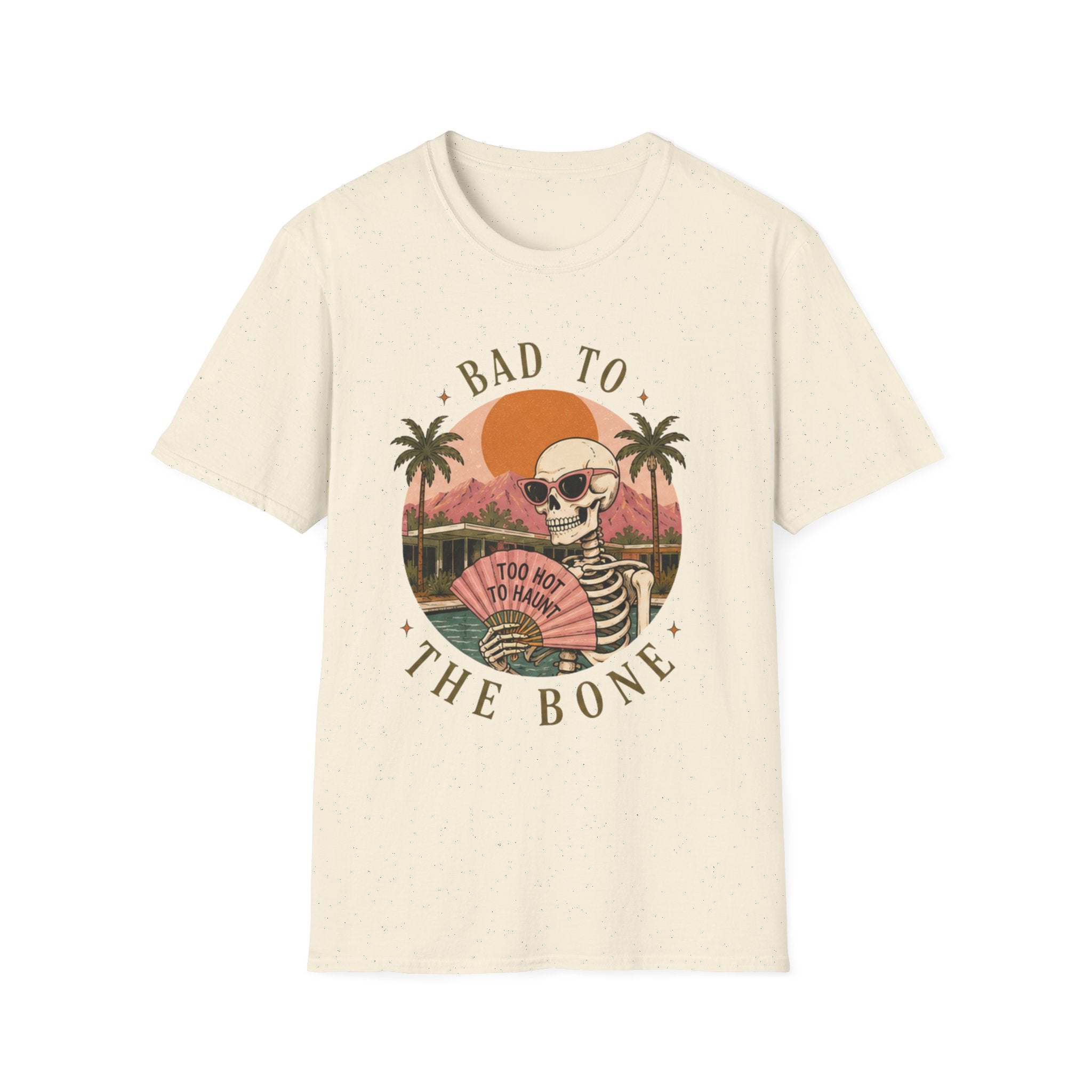 Skull Sunset T-Shirt — "Bad to the Bone" Retro Palm Beach Tee - Boo Crew Boutique