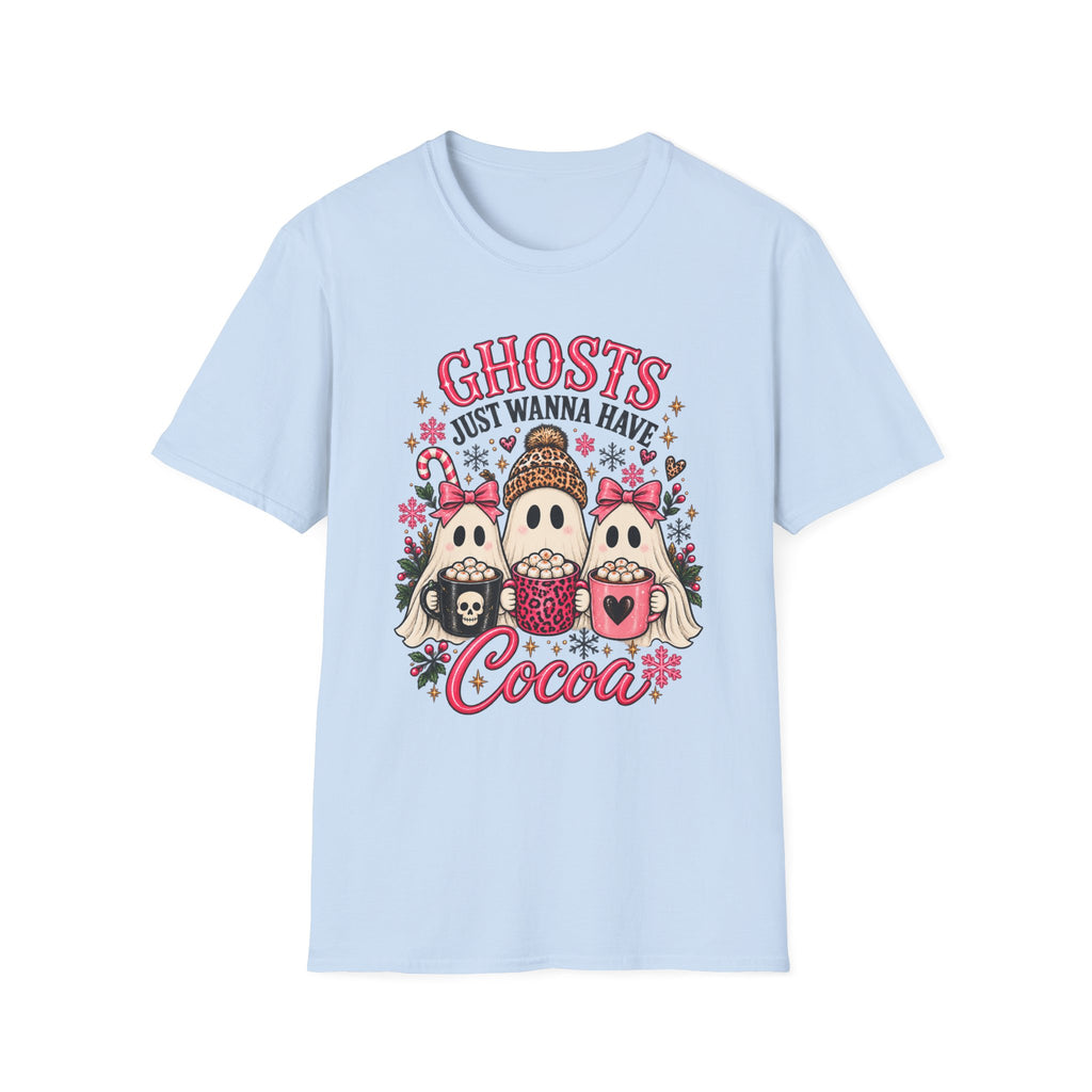 Ghosts Just Wanna Have Cocoa Halloween Christmas Tee - Boo Crew Boutique