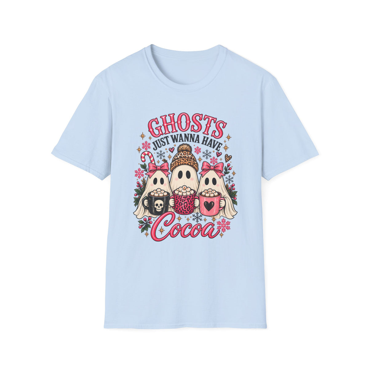 Ghosts Just Wanna Have Cocoa Halloween Christmas Tee - Boo Crew Boutique