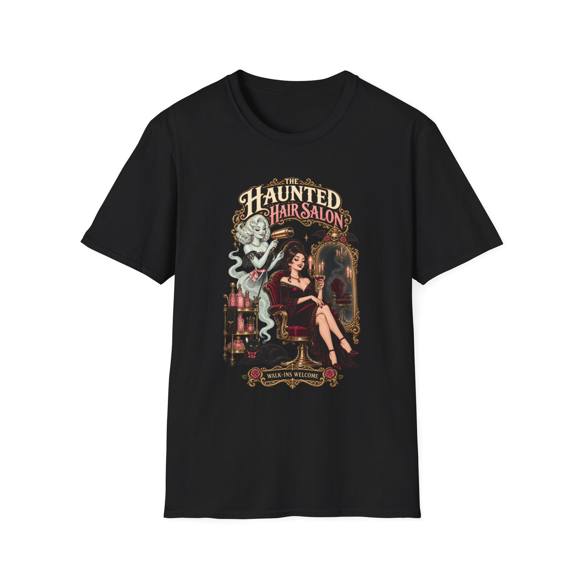 Haunted Hair Salon Tee — Retro Gothic Beauty Graphic - Boo Crew Boutique