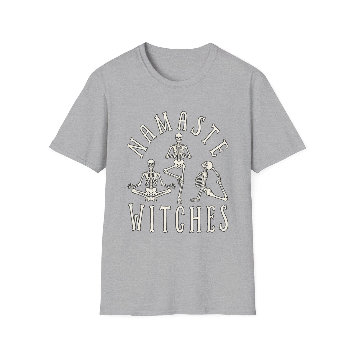 Namaste Witches T-Shirt — Skeleton Yoga Witch Tee - Boo Crew Boutique