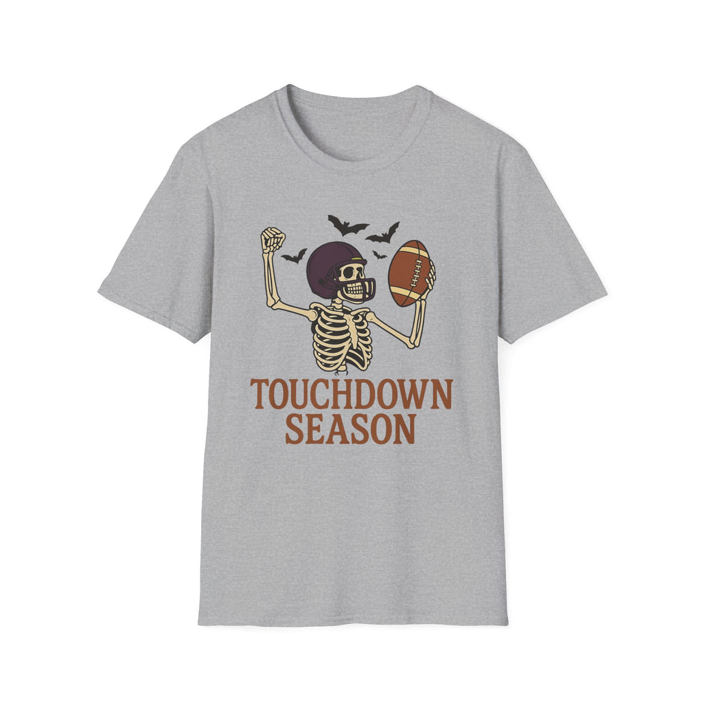 Touchdown Season Football T‑Shirt — Skeleton Player Halloween Game Day Tee - Boo Crew Boutique