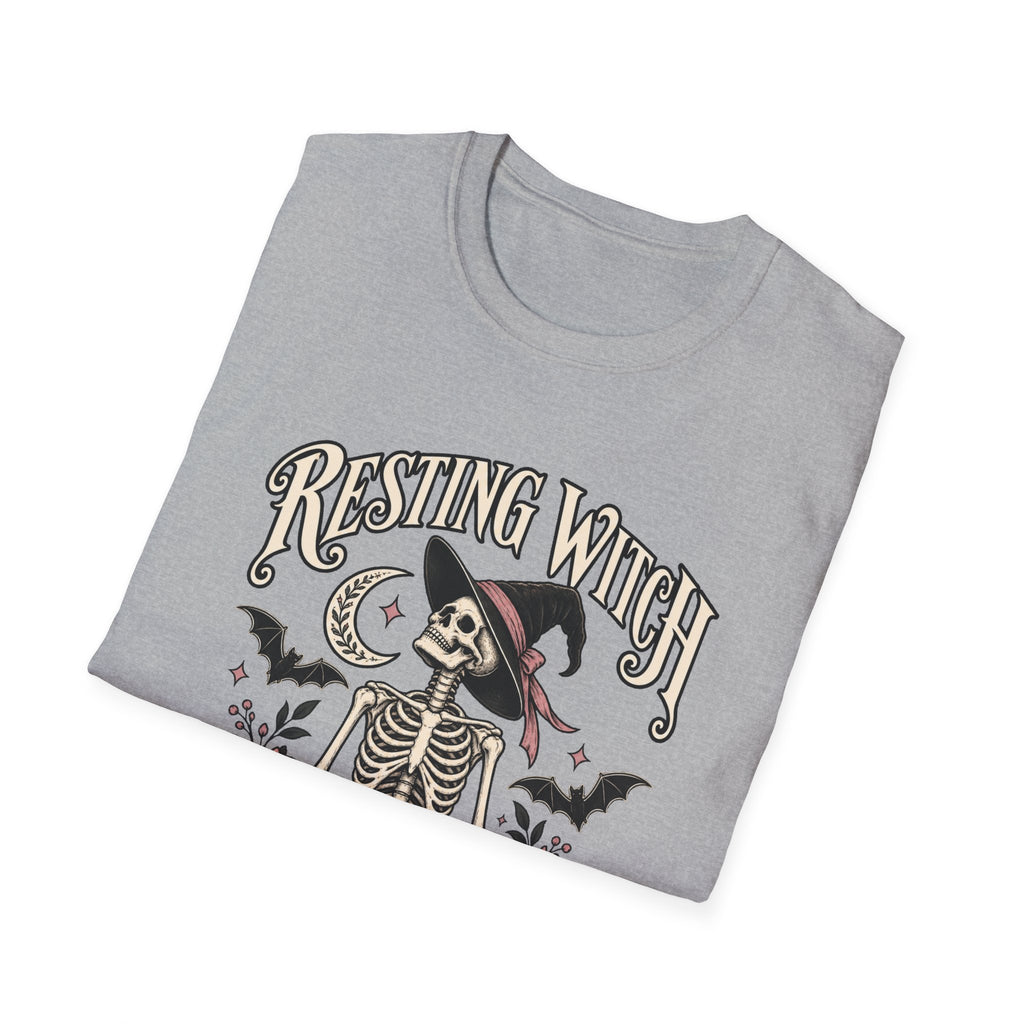 Resting Witch Face Skeleton Yoga Halloween T-Shirt - Boo Crew Boutique
