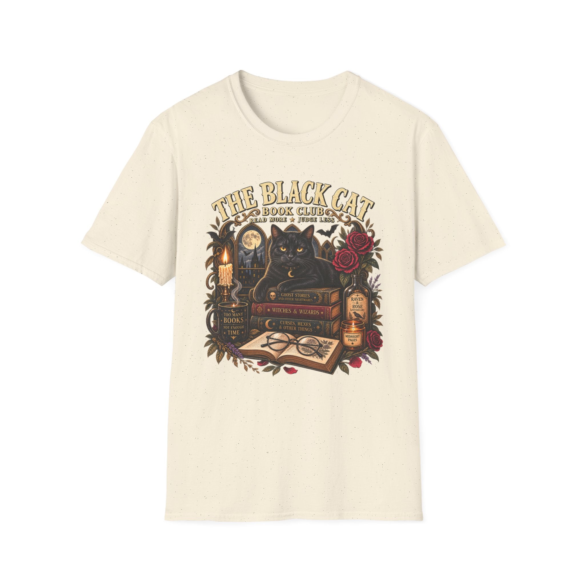 Black Cat Book Club Tee | Vintage Halloween Book Lover Shirt - Boo Crew Boutique