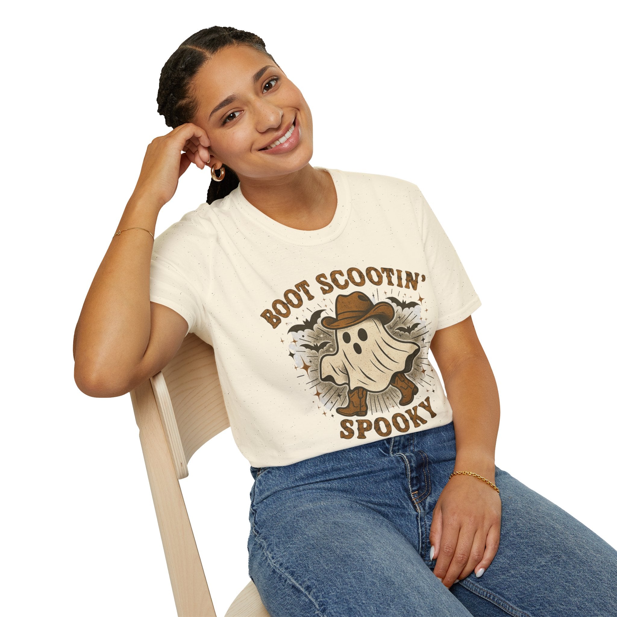 Halloween Western Ghost T-Shirt, Funny Costume Tee, Spooky Shirt, Halloween Apparel, Boot Scootin' Spooky