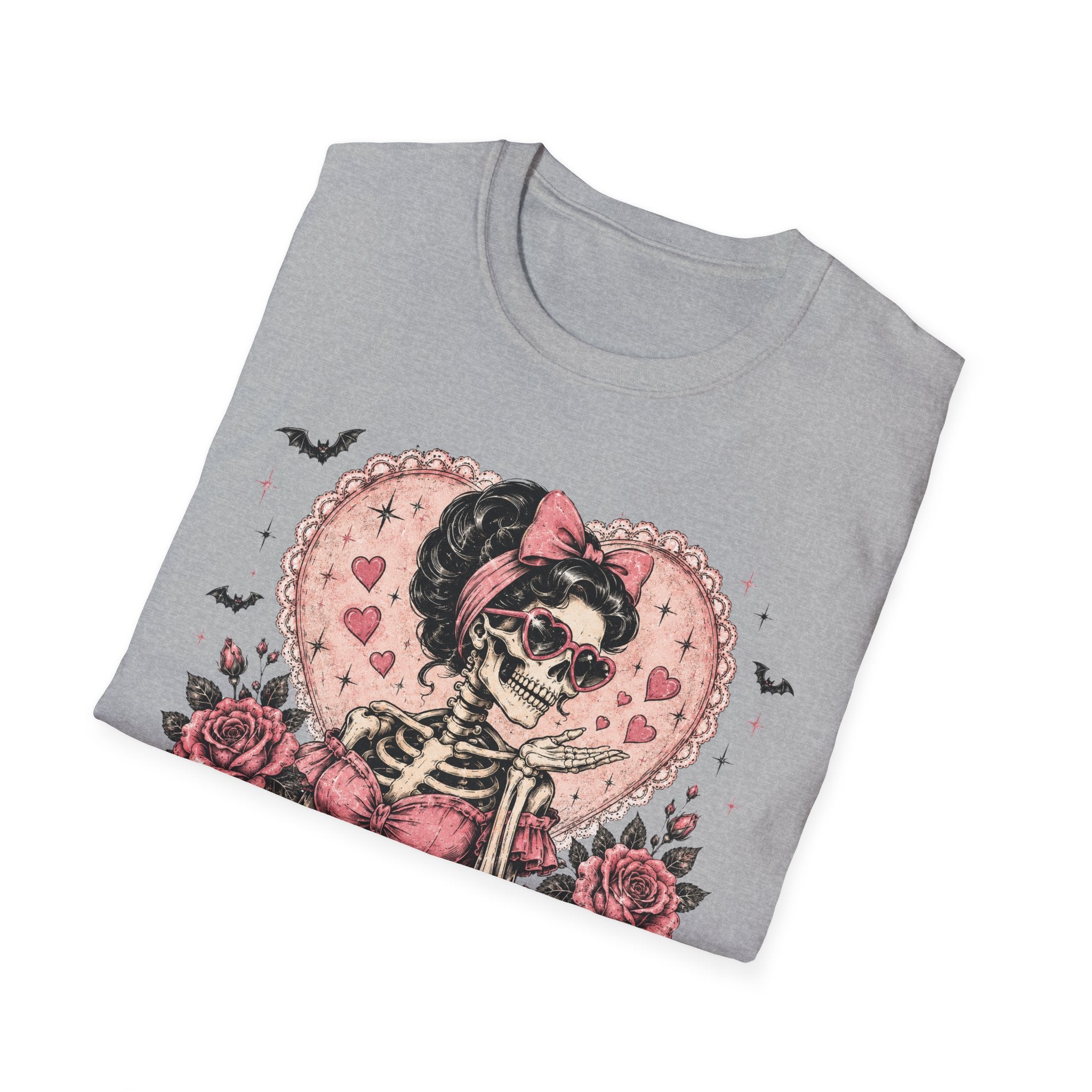 Valentine Skeleton Tee — "Be Mine" Retro Heart Skull T-Shirt - Boo Crew Boutique