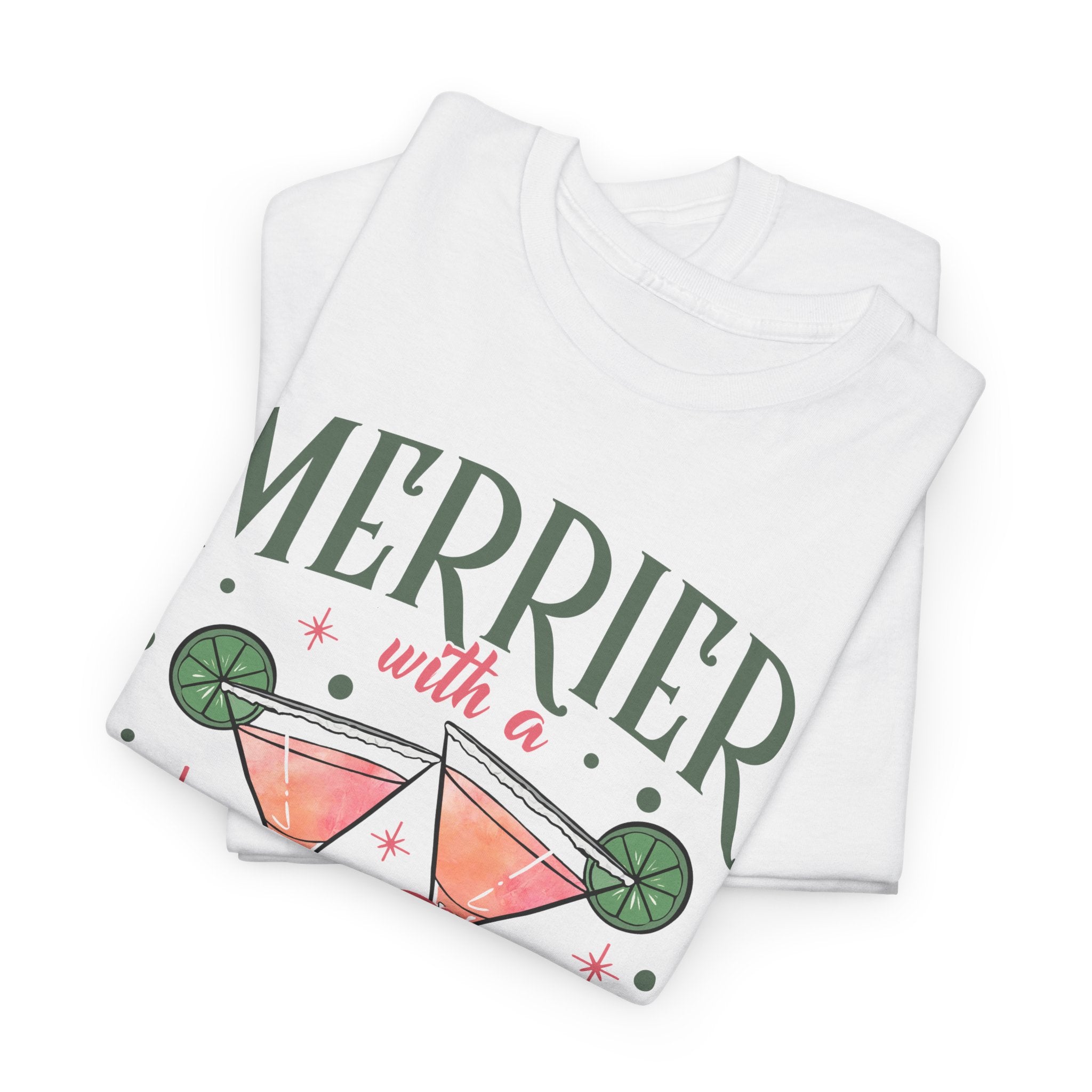 Merrier With a Martini T-Shirt | Holiday Cocktail Tee
