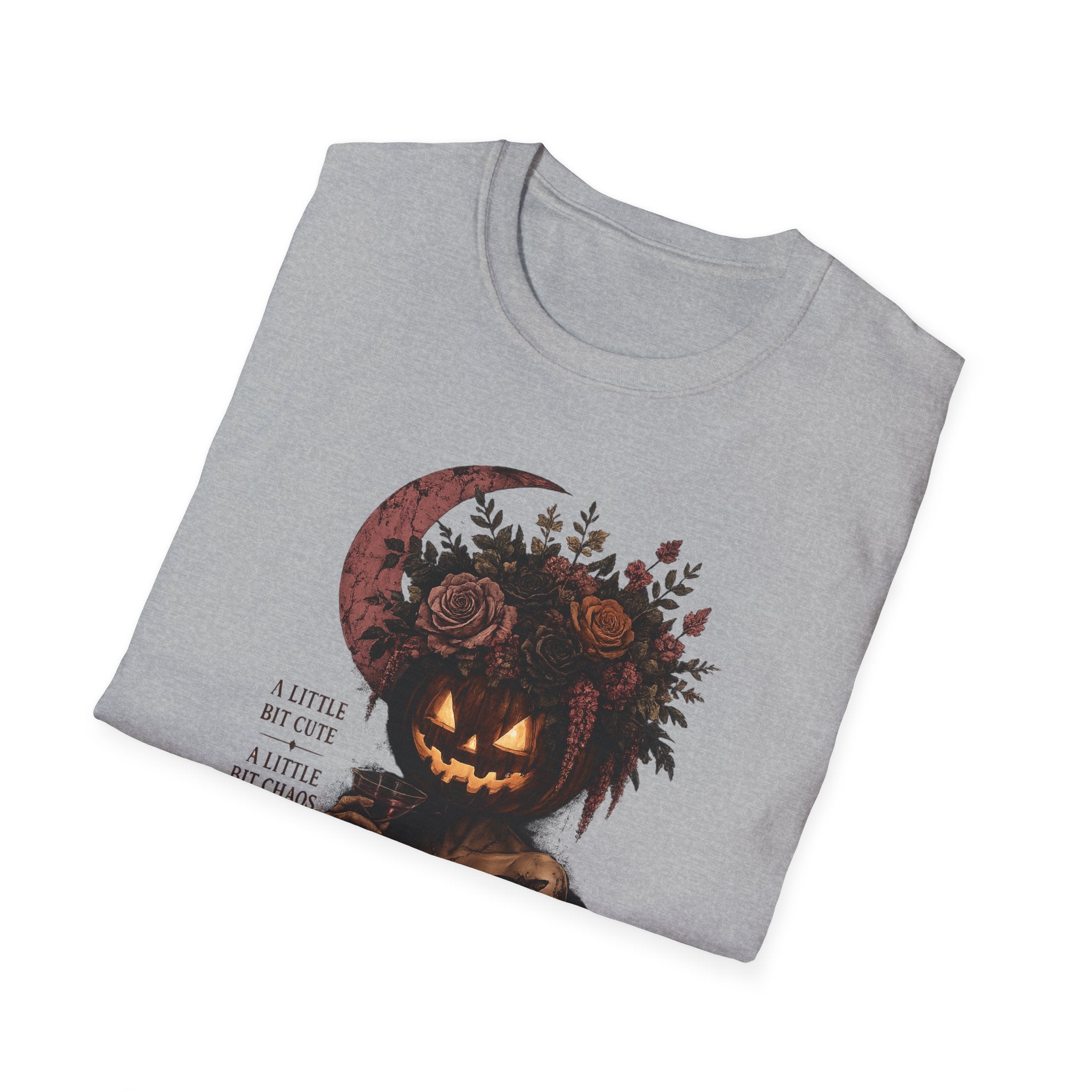 A Little Bit Cute, A Little Bit Chaos T-Shirt — Gothic Pumpkin Head Tee