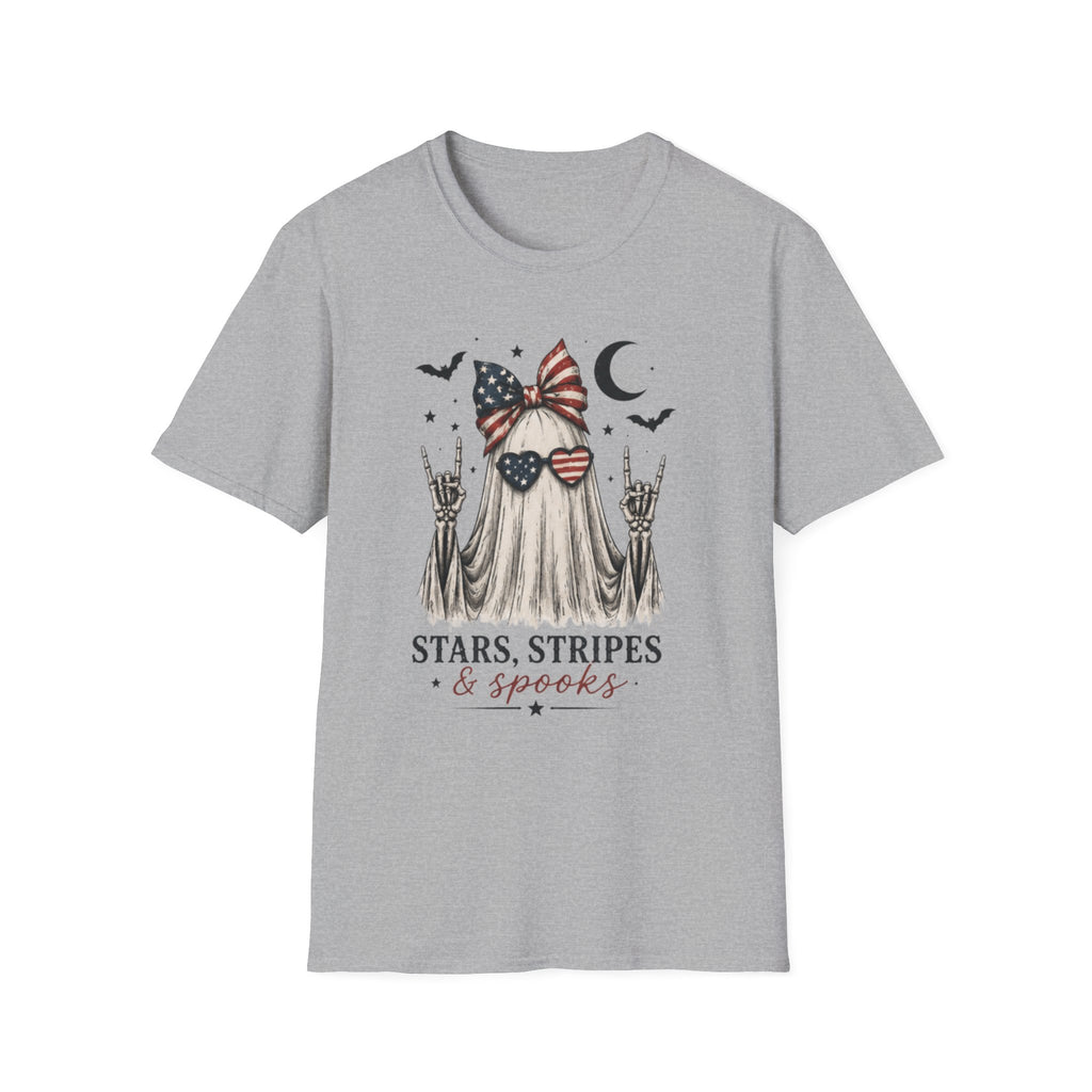 Patriotic Ghost T-Shirt — "Stars, Stripes & Spooks" 4th of July Halloween Tee - Boo Crew Boutique