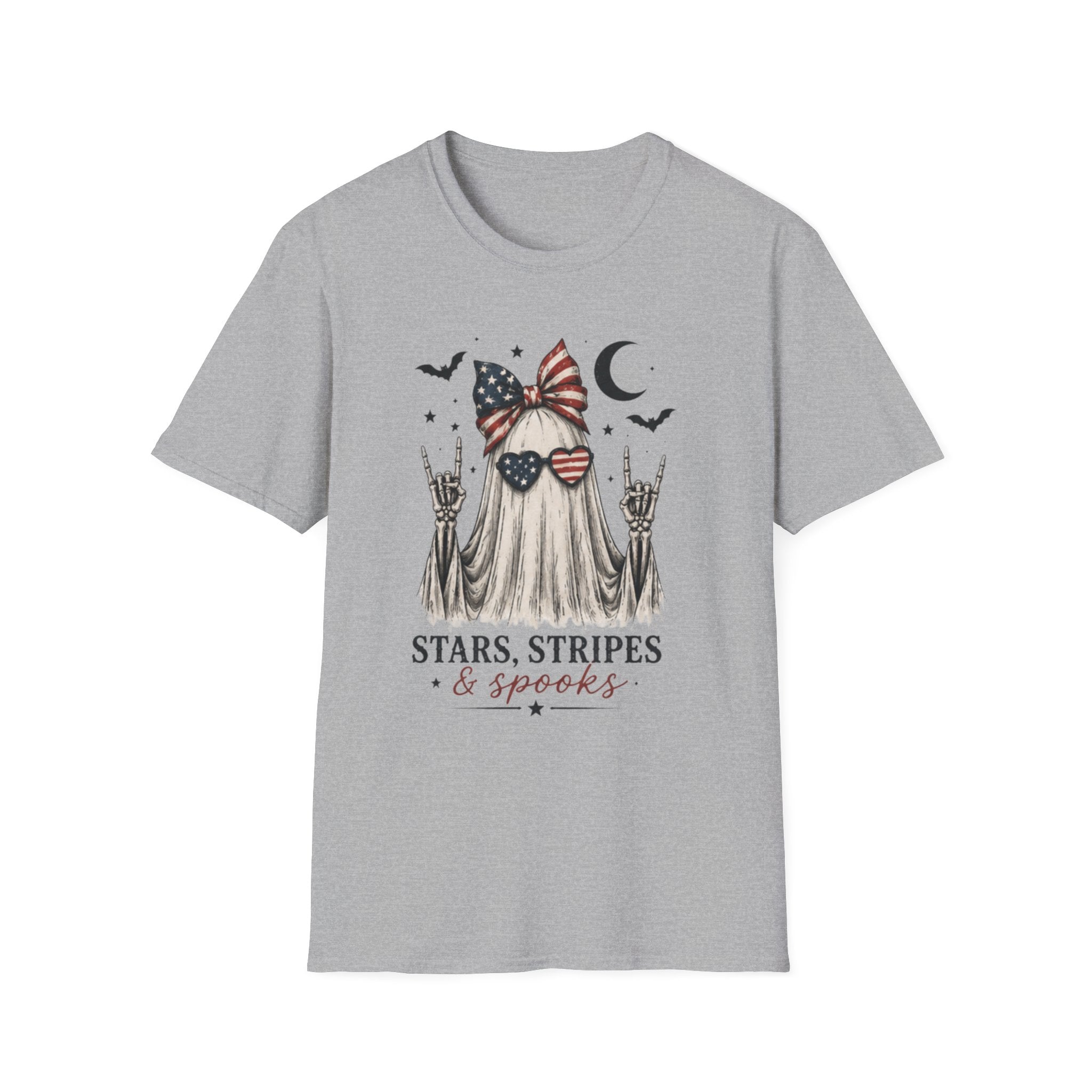 Patriotic Ghost T-Shirt — "Stars, Stripes & Spooks" 4th of July Halloween Tee - Boo Crew Boutique