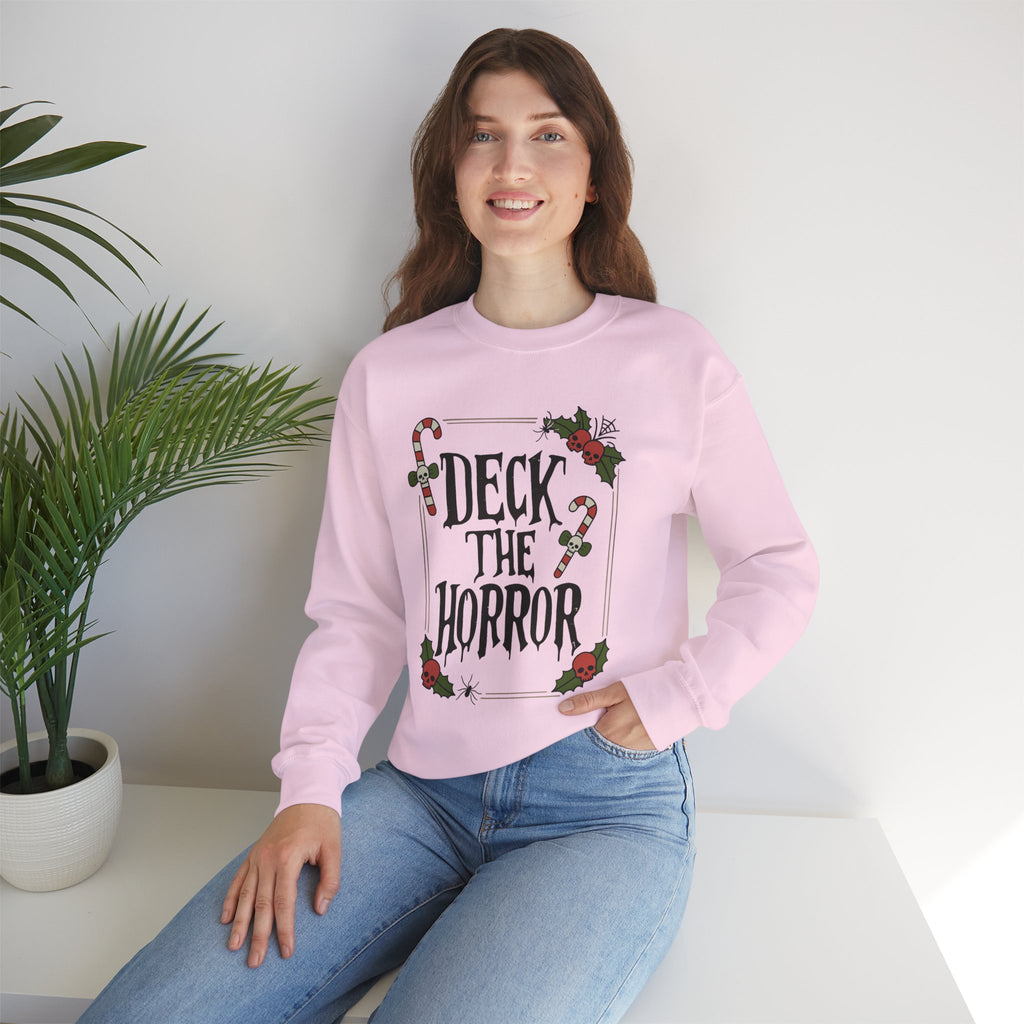 Xmas Horror Crewneck Sweatshirt | Deck the Horror | Holiday Apparel, Christmas Gift, Unisex Sweatshirt, Cozy Winter Wear, Halloween Vibes