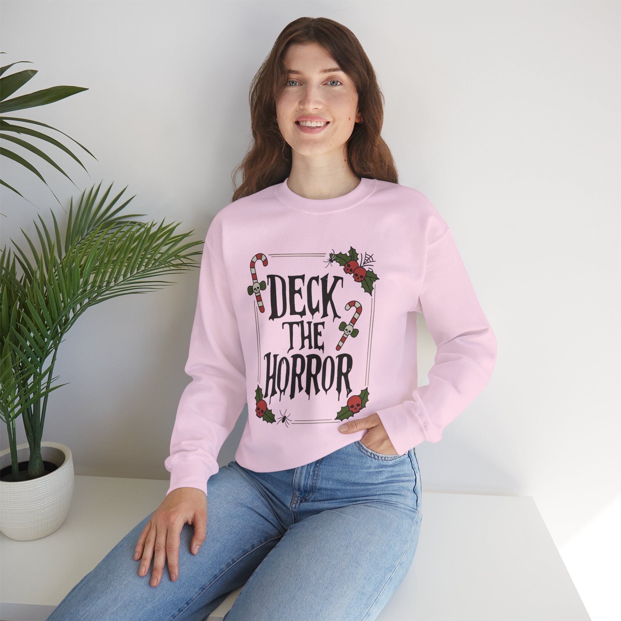 Xmas Horror Crewneck Sweatshirt | Deck the Horror | Holiday Apparel, Christmas Gift, Unisex Sweatshirt, Cozy Winter Wear, Halloween Vibes