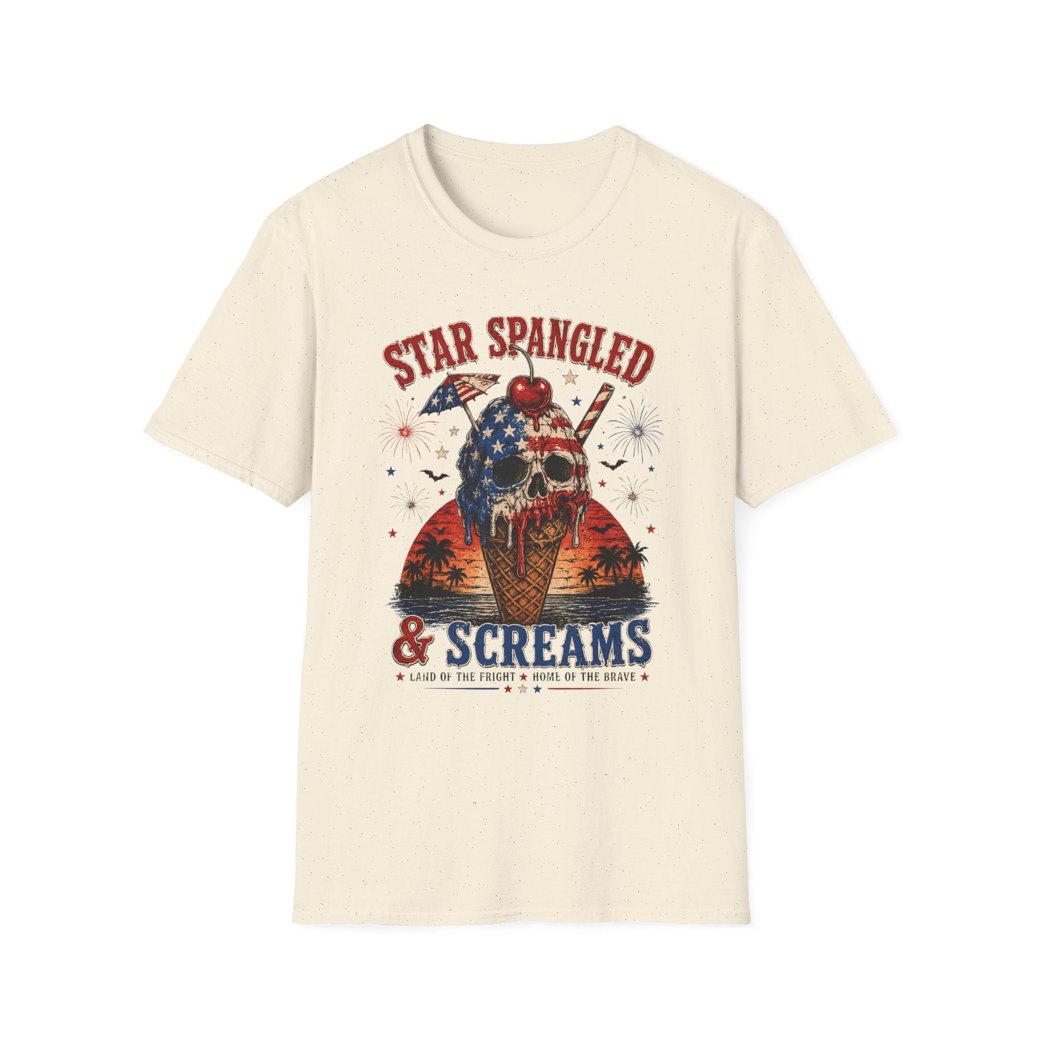 Patriotic Skull Ice Cream T-Shirt – "Star Spangled & Screams" 4th of July Graphic Tee - Boo Crew Boutique