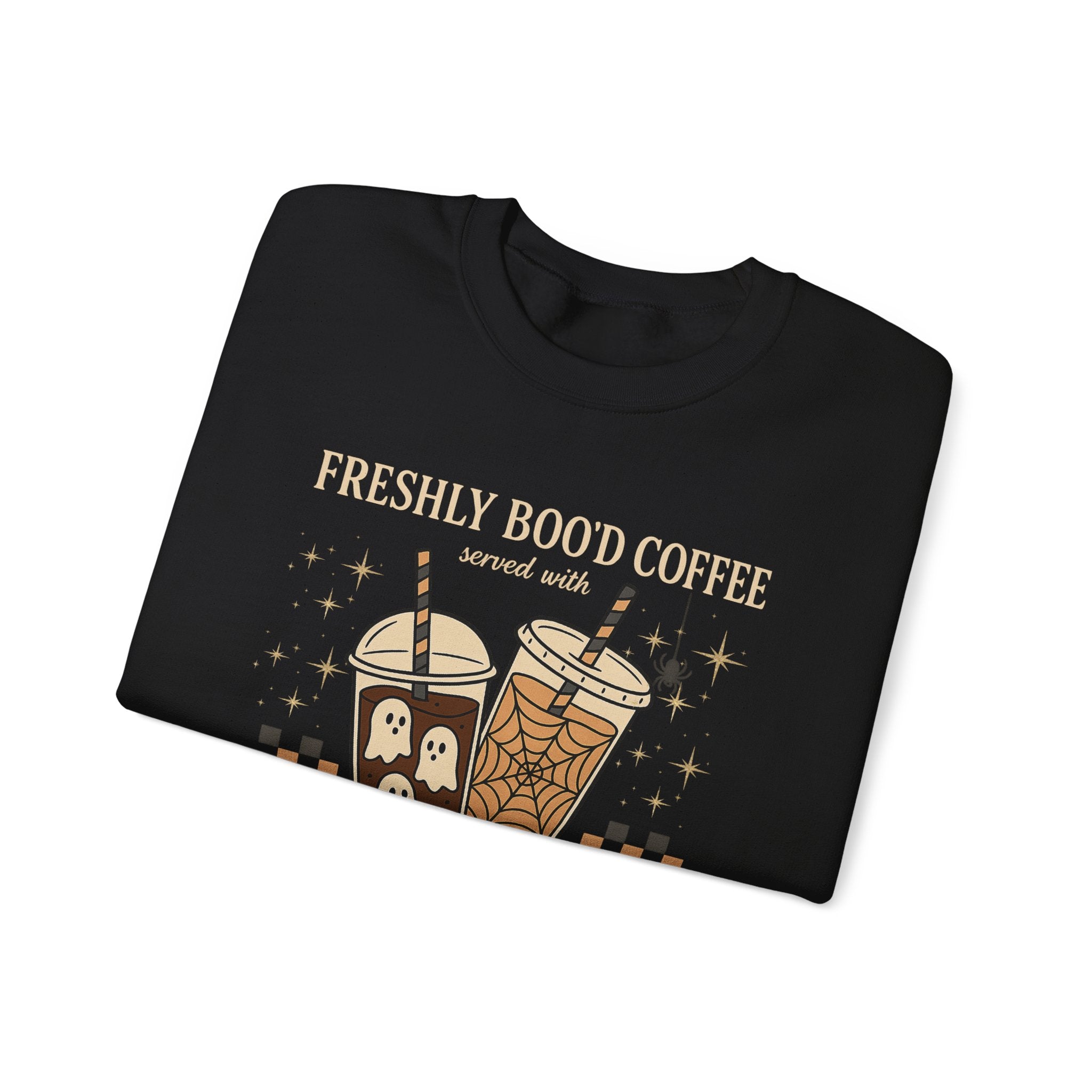 Spooky Coffee Sweatshirt, Halloween Crewneck, Cozy Unisex Sweatshirt, Gifts for Coffee Lovers, Fall Fashion, Ghostly Design