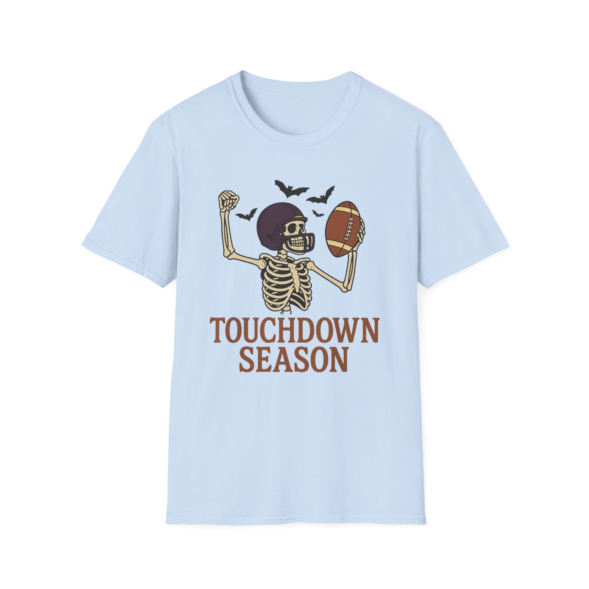 Touchdown Season Football T‑Shirt — Skeleton Player Halloween Game Day Tee - Boo Crew Boutique