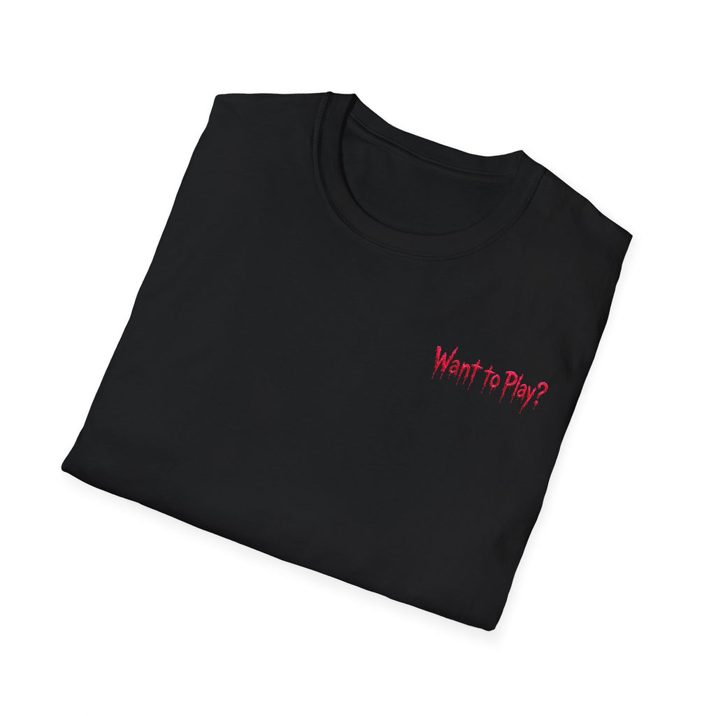 “Want to Play?” Chucky Back Image - Boo Crew Boutique