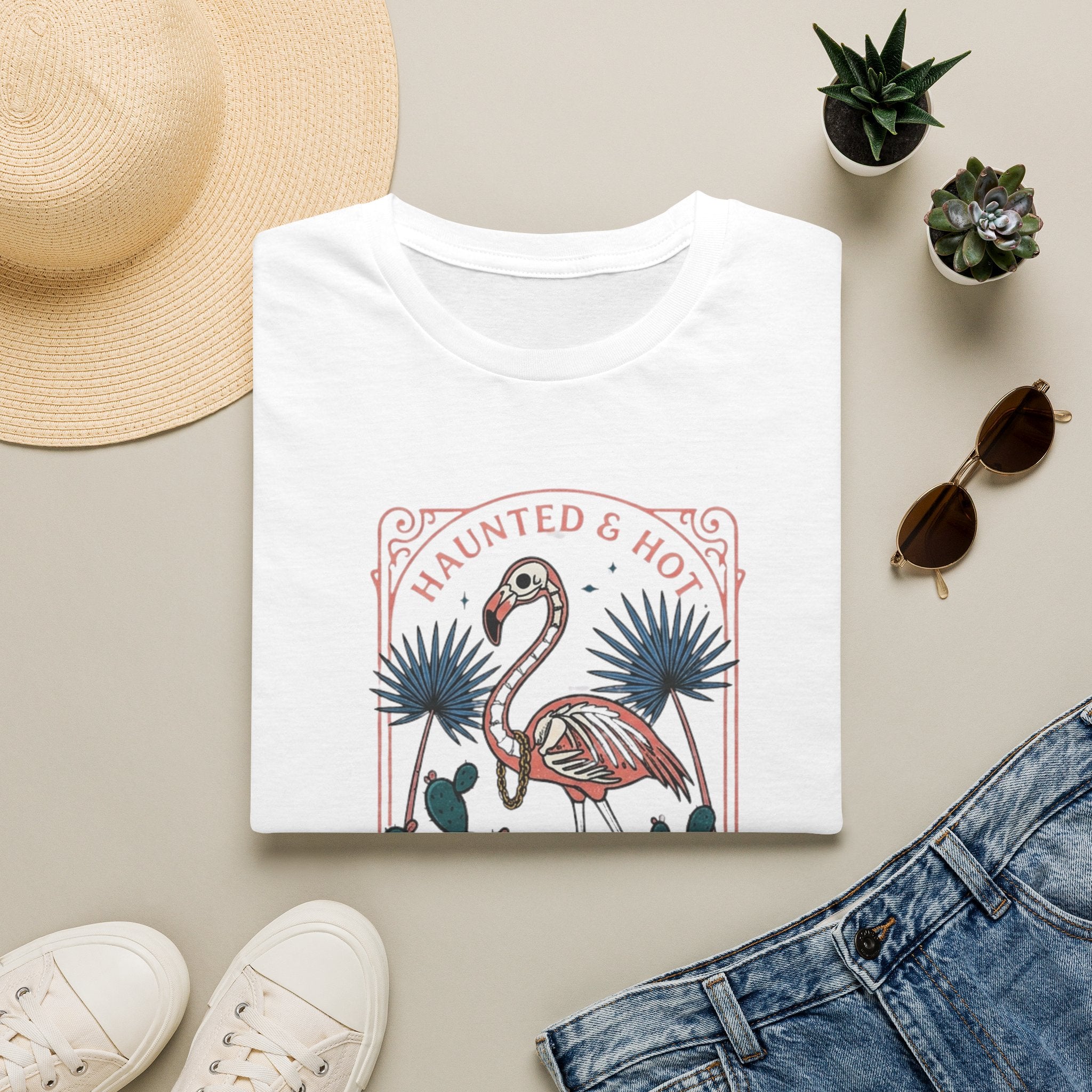 Palm Springs After Dark Flamingo T-Shirt — "Haunted & Hot" Retro Desert Graphic Tee - Boo Crew Boutique