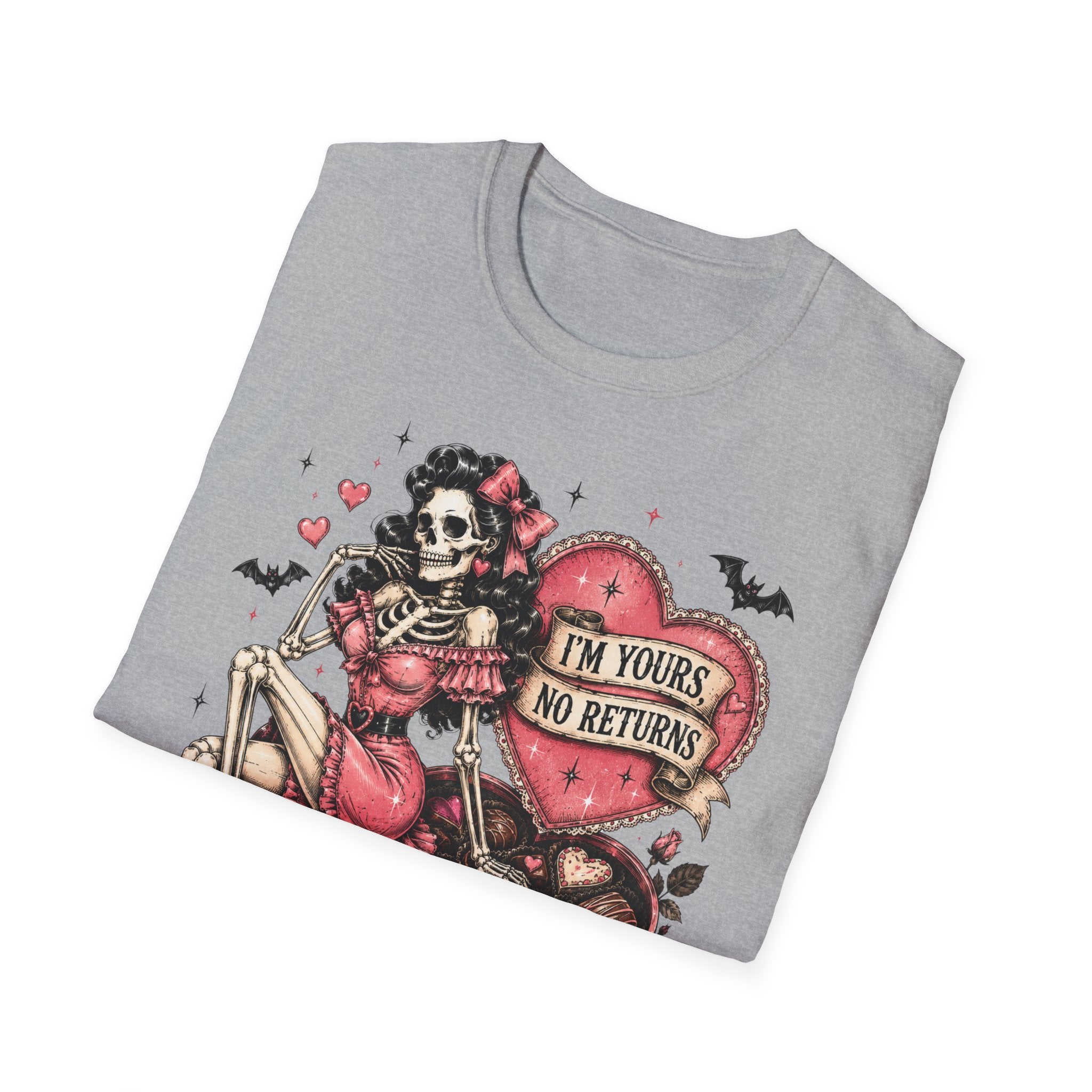 Skeleton Valentine T-Shirt — "I'm Yours, No Returns" Gothic Heart Tee - Boo Crew Boutique