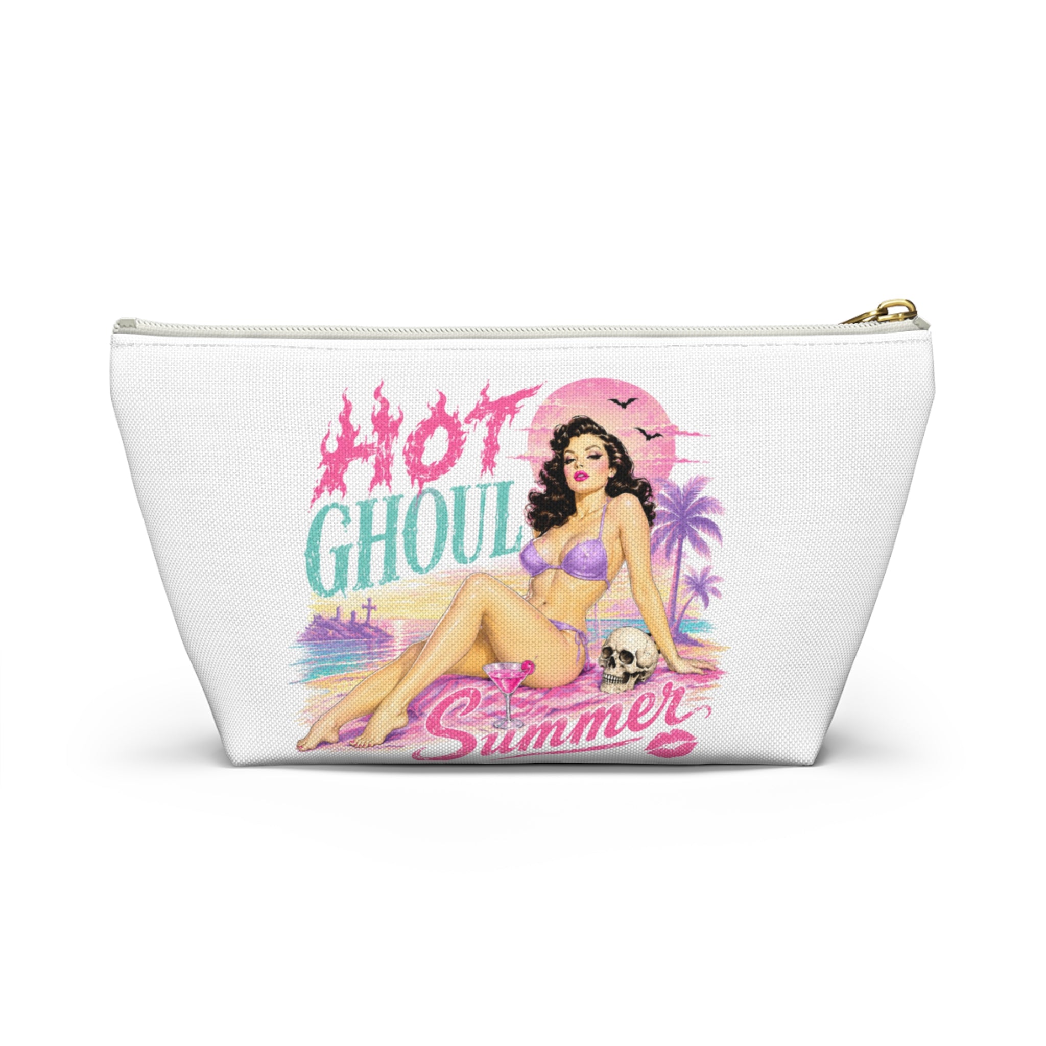Pinup 'Hot Ghoul Summer' Accessory Pouch — Retro Beach Makeup Bag - Boo Crew Boutique