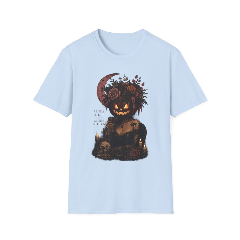 A Little Bit Cute, A Little Bit Chaos T-Shirt — Gothic Pumpkin Head Tee