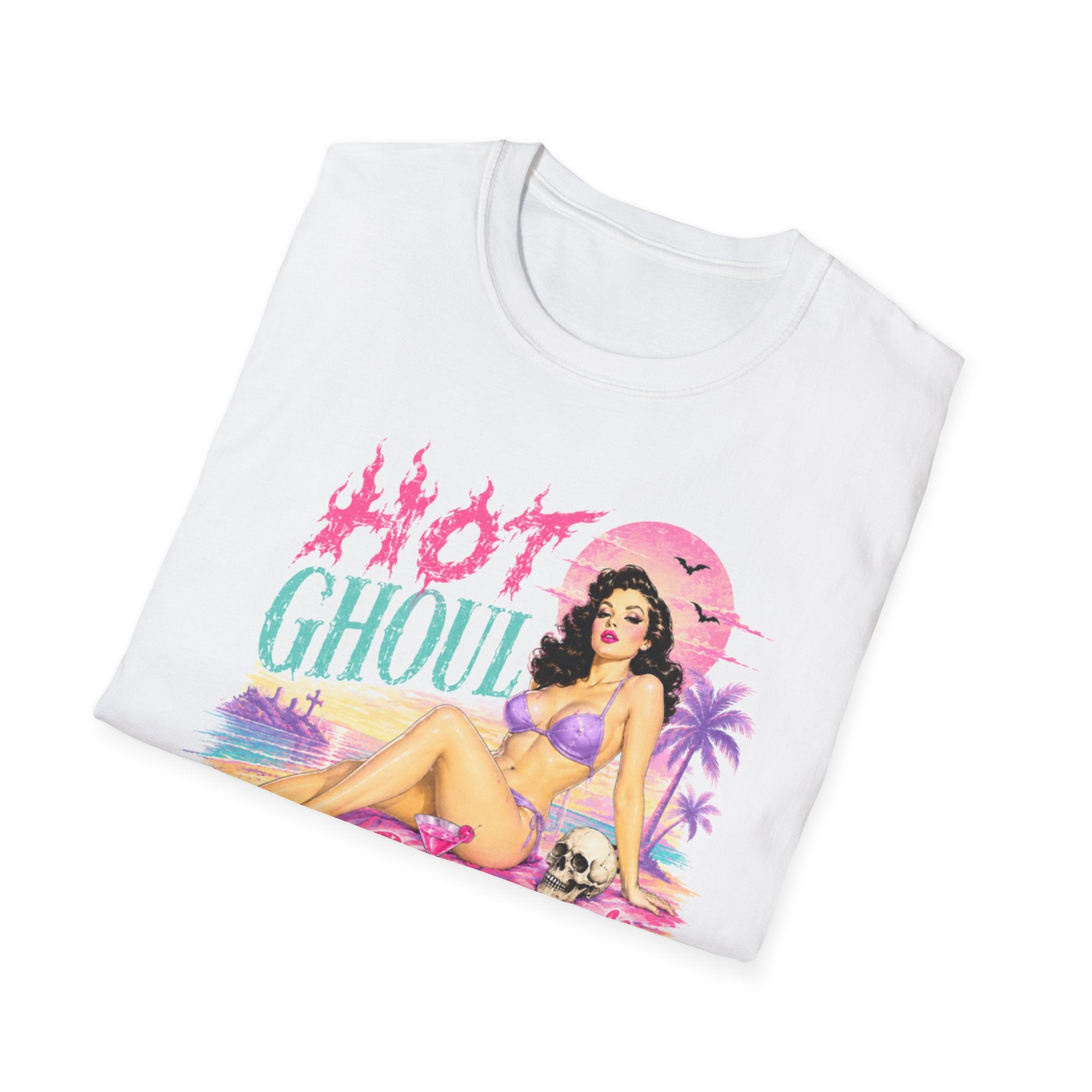 Hot Ghoul Summer T-Shirt — Retro Pinup Beach Graphic Tee - Boo Crew Boutique