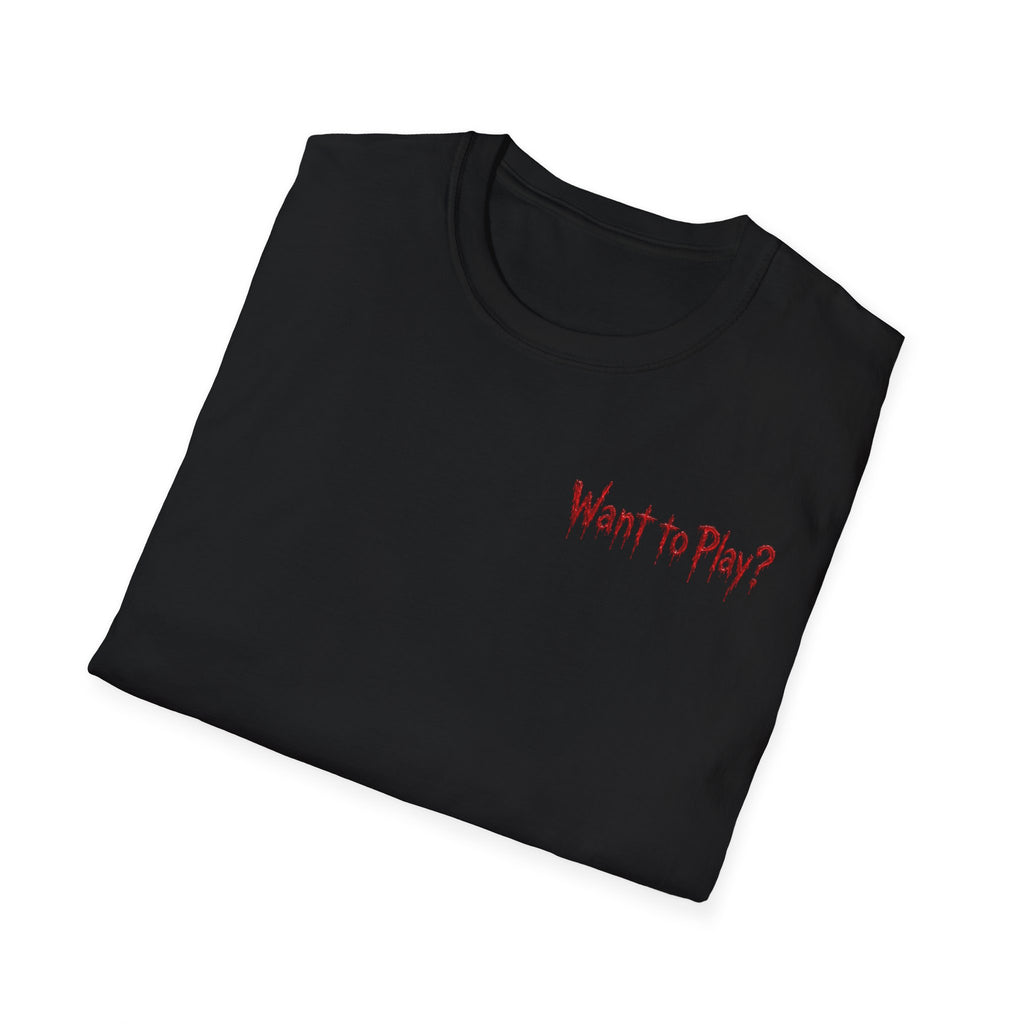 Chucky "Wanna Play?" Back Print Horror T-Shirt - Boo Crew Boutique