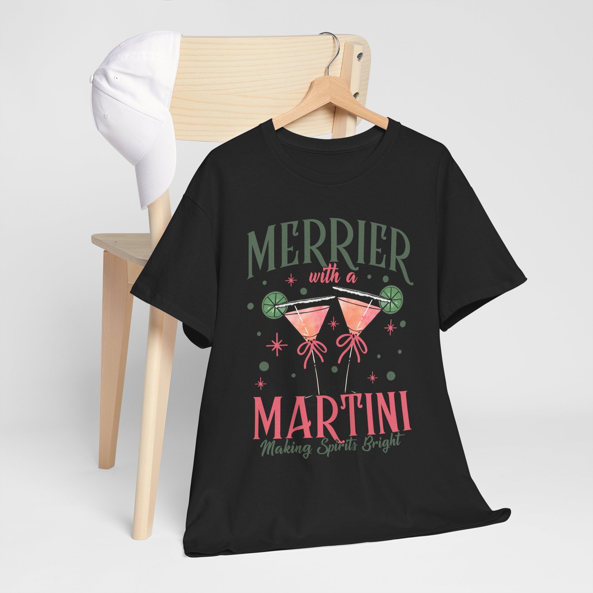 Merrier With a Martini T-Shirt | Holiday Cocktail Tee