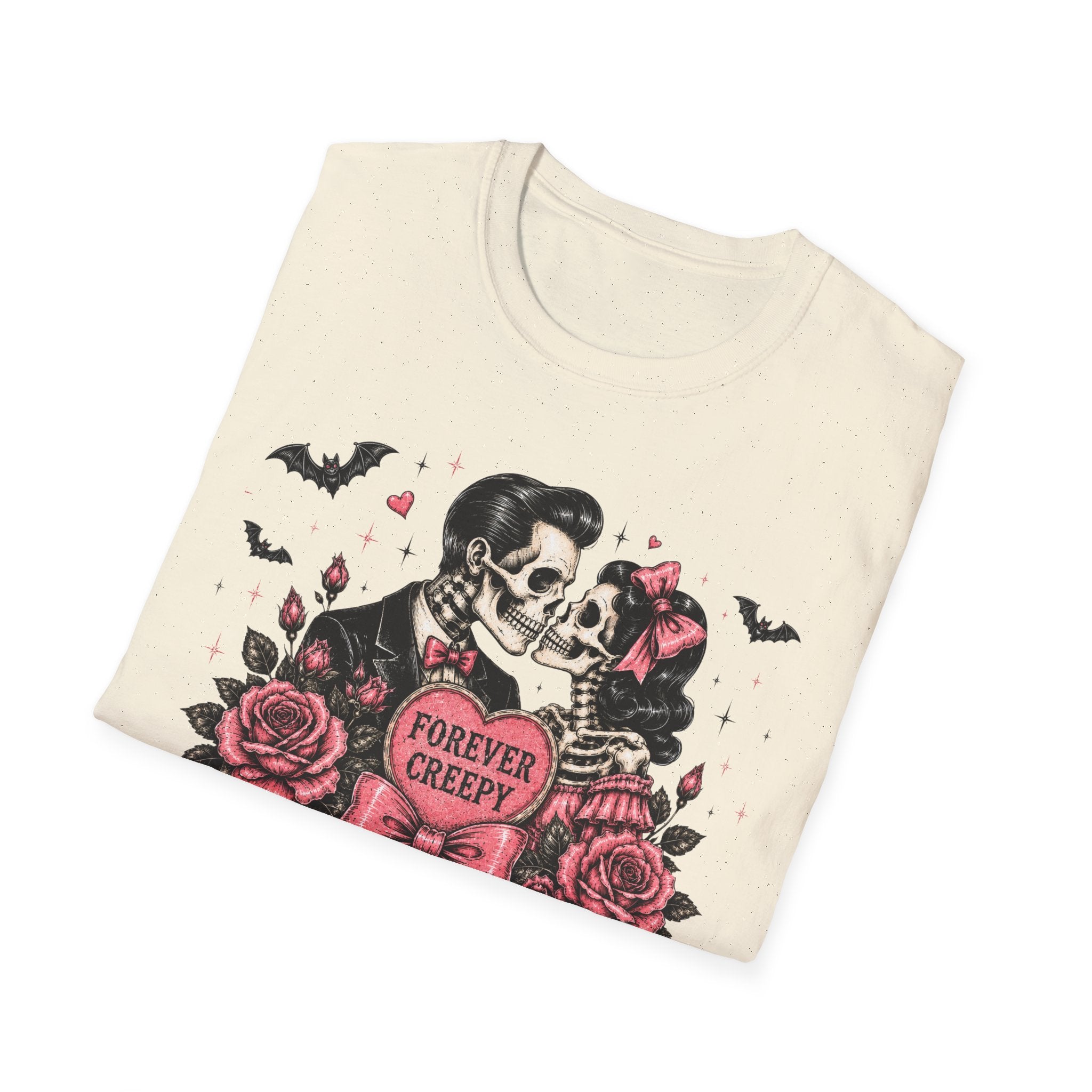 Forever Creepy Skull Couple T-Shirt — Gothic Romantic Halloween Tee - Boo Crew Boutique
