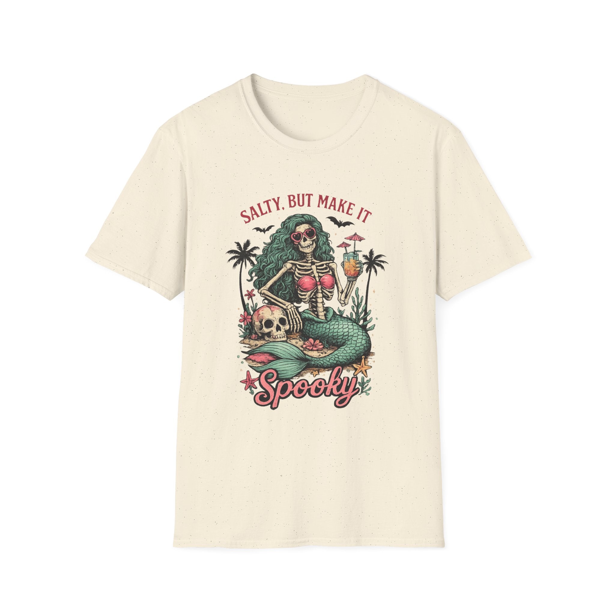 Spooky Mermaid Skeleton T-Shirt — "Salty, But Make It Spooky" Halloween Tee - Boo Crew Boutique