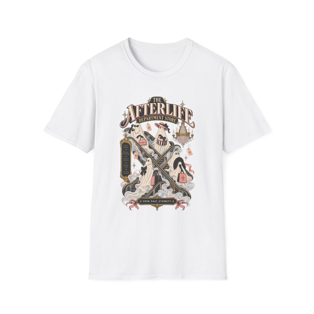 Afterlife Department Store T-Shirt — Spooky Retro Funeral Humor Tee