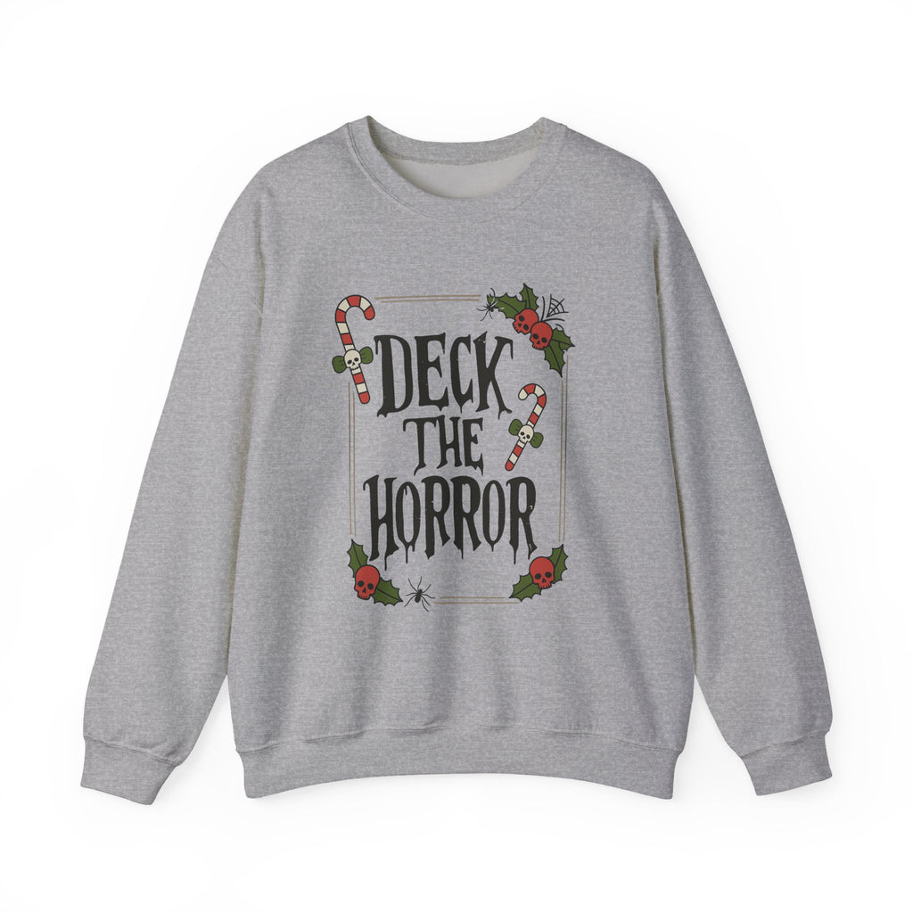 Xmas Horror Crewneck Sweatshirt | Deck the Horror | Holiday Apparel, Christmas Gift, Unisex Sweatshirt, Cozy Winter Wear, Halloween Vibes - Boo Crew Boutique