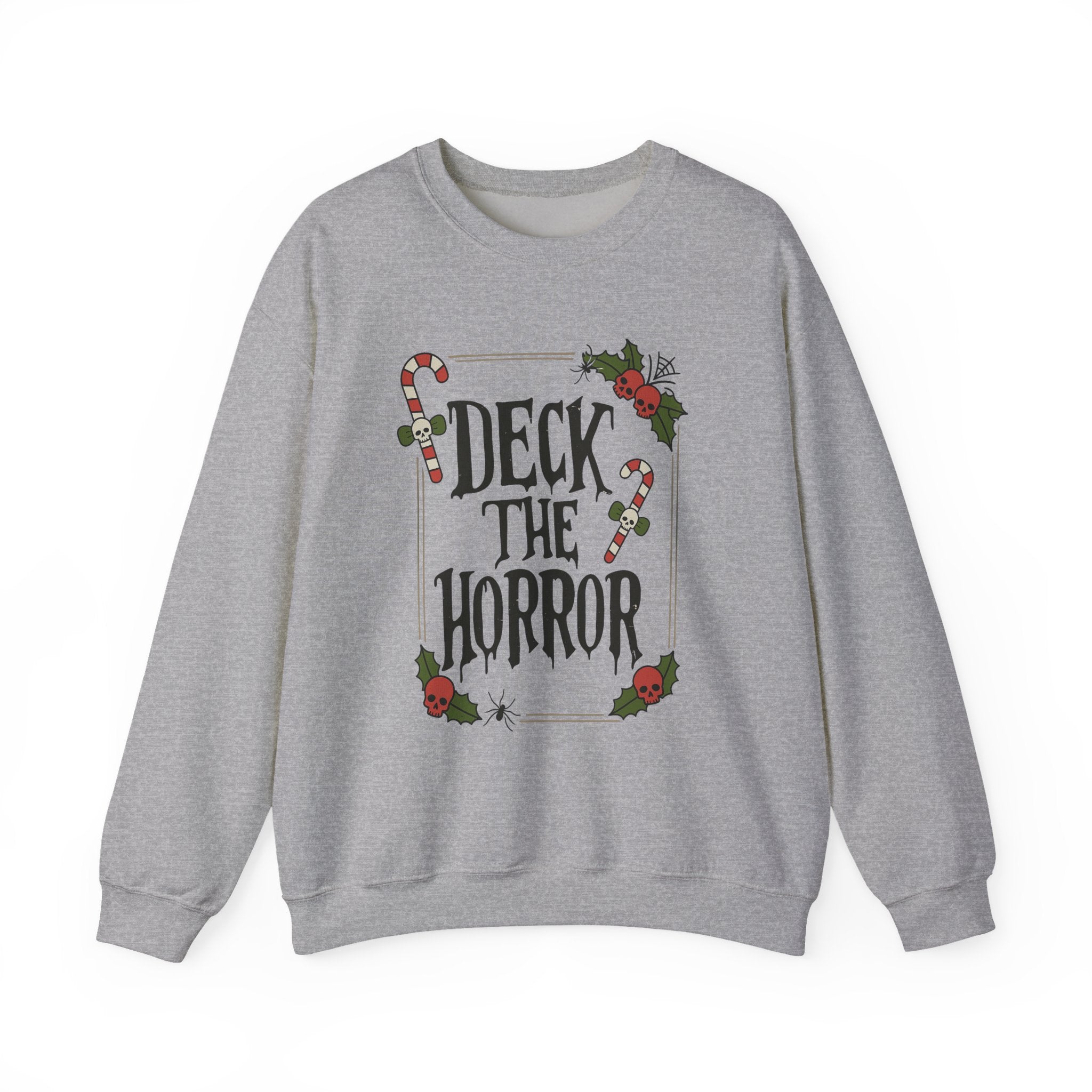 Xmas Horror Crewneck Sweatshirt | Deck the Horror | Holiday Apparel, Christmas Gift, Unisex Sweatshirt, Cozy Winter Wear, Halloween Vibes - Boo Crew Boutique