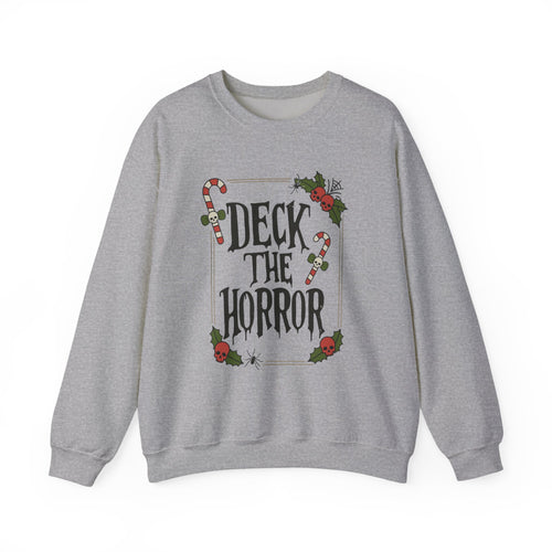 Xmas Horror Crewneck Sweatshirt | Deck the Horror | Holiday Apparel, Christmas Gift, Unisex Sweatshirt, Cozy Winter Wear, Halloween Vibes - Boo Crew Boutique