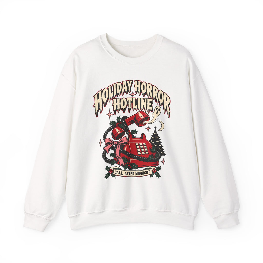 Holiday Horror Hotline Sweatshirt — Call After Midnight Retro Christmas Crewneck
