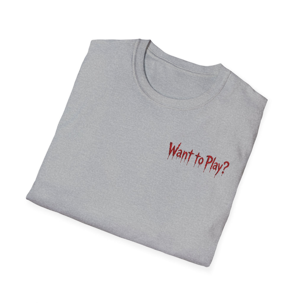 Chucky "Wanna Play?" Back Print Horror T-Shirt - Boo Crew Boutique