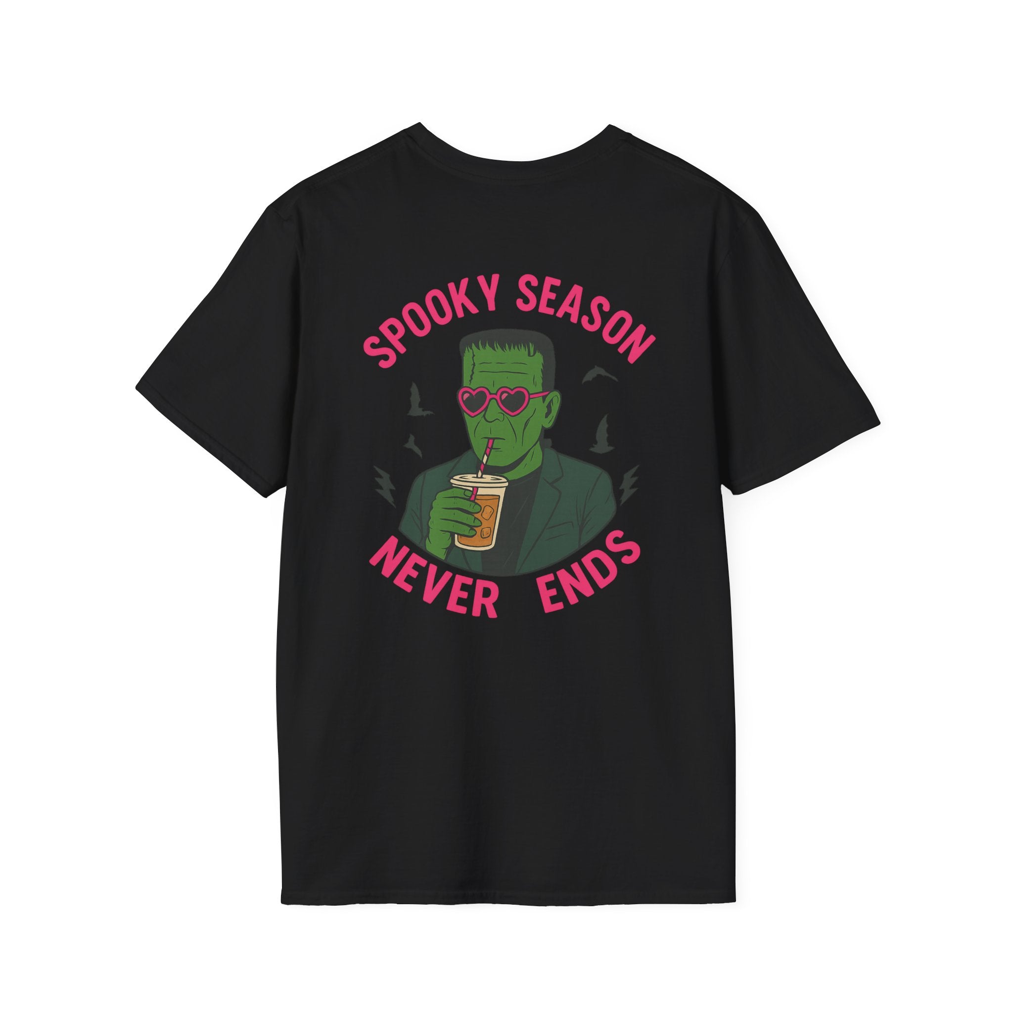 Spooky Season Never Ends T-Shirt — Retro Frankenstein Halloween Graphic Tee - Boo Crew Boutique